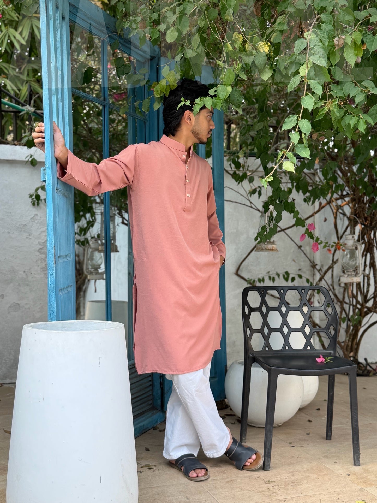 AajKaal Peach Pink Minimul Panjabi