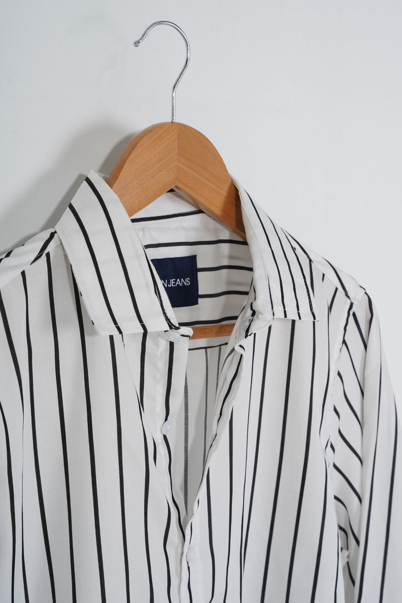 White with Black Stripe Full Sleeve Shirt