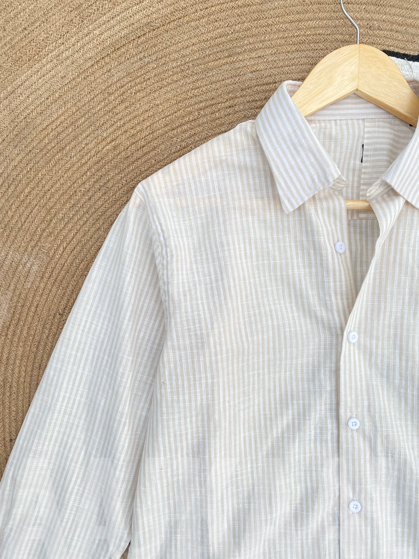 Light Beige Gentle Stripe Full Sleeve Shirt
