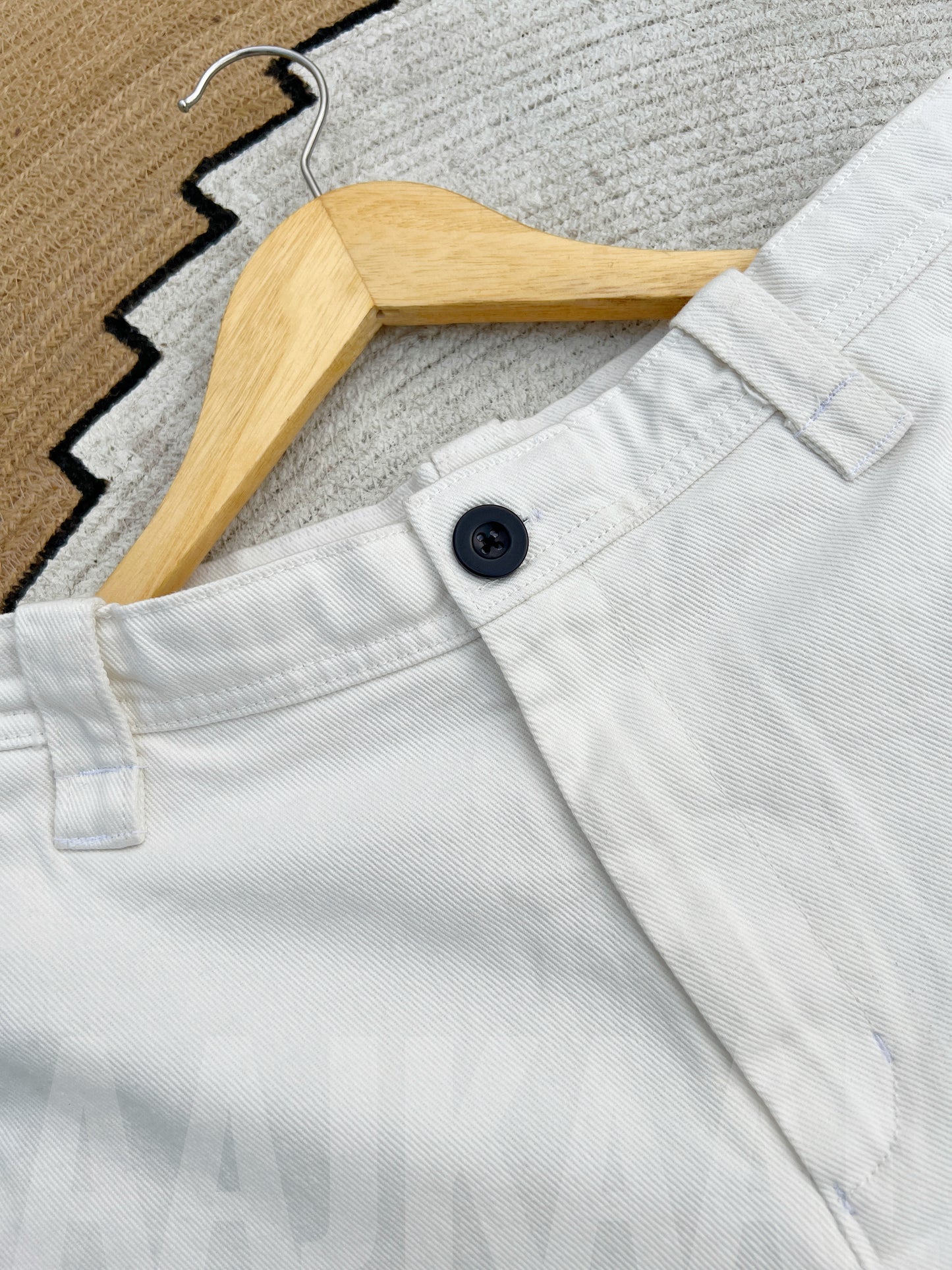 White Structured Baggy Gabardine Pant