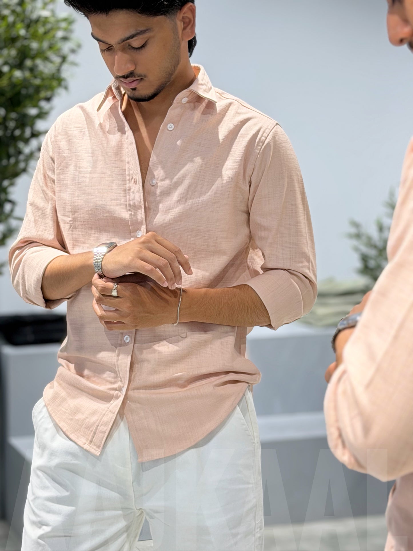 Soft Linen Baby Pink Full Sleeve Shirt