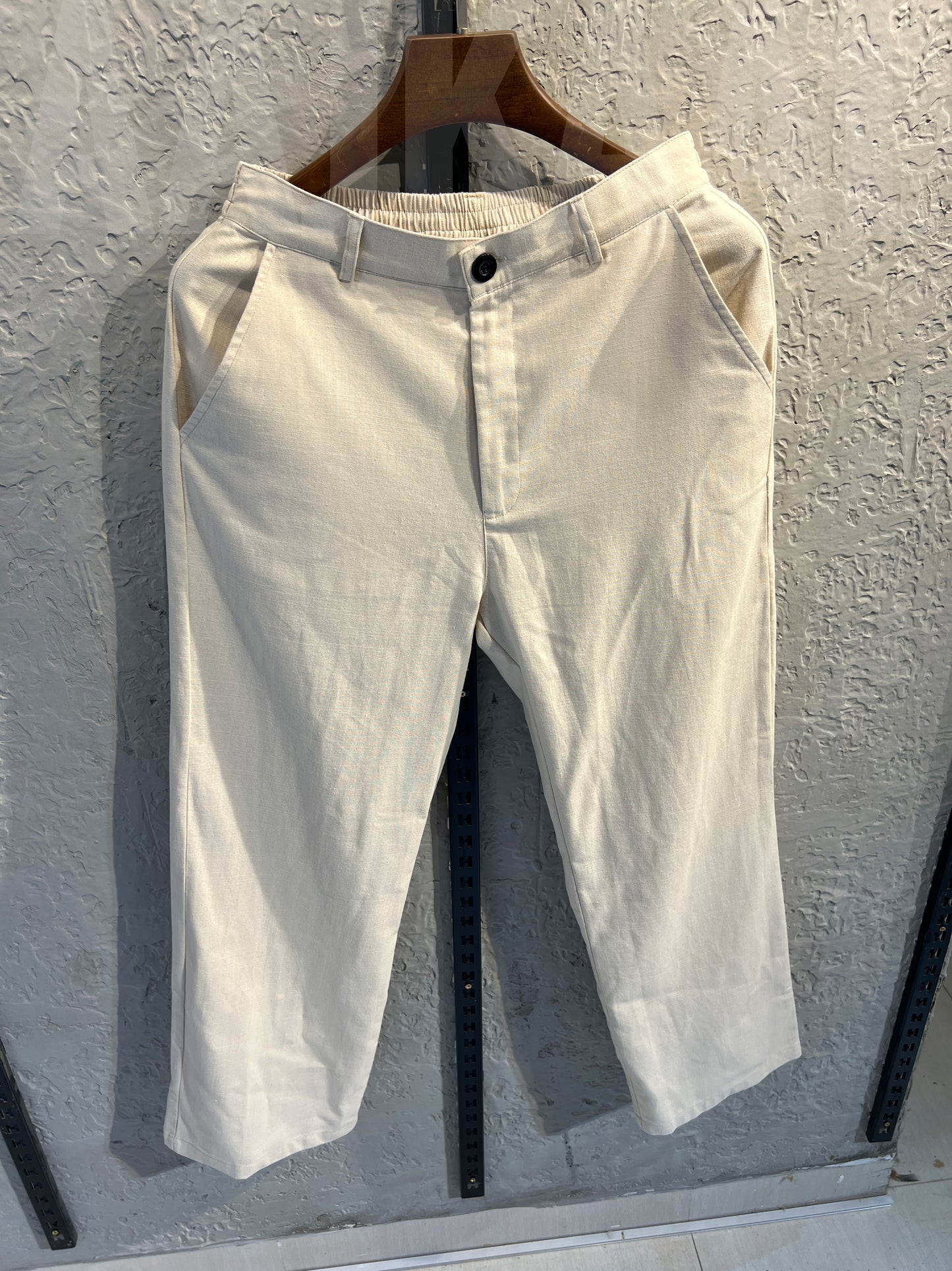 Off-white Linen Baggy Pant