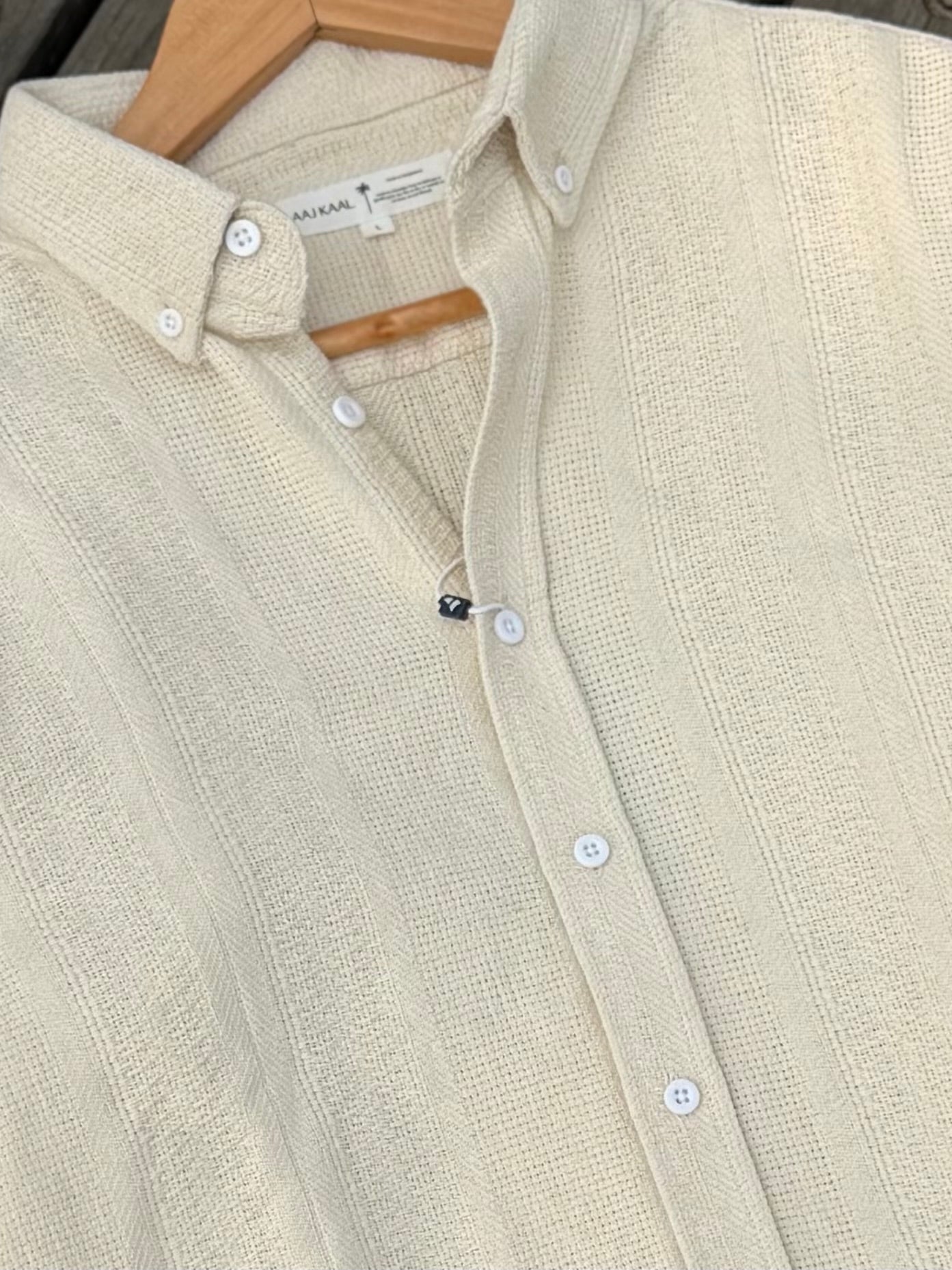 Textured Off-White Full Sleeve Shirt