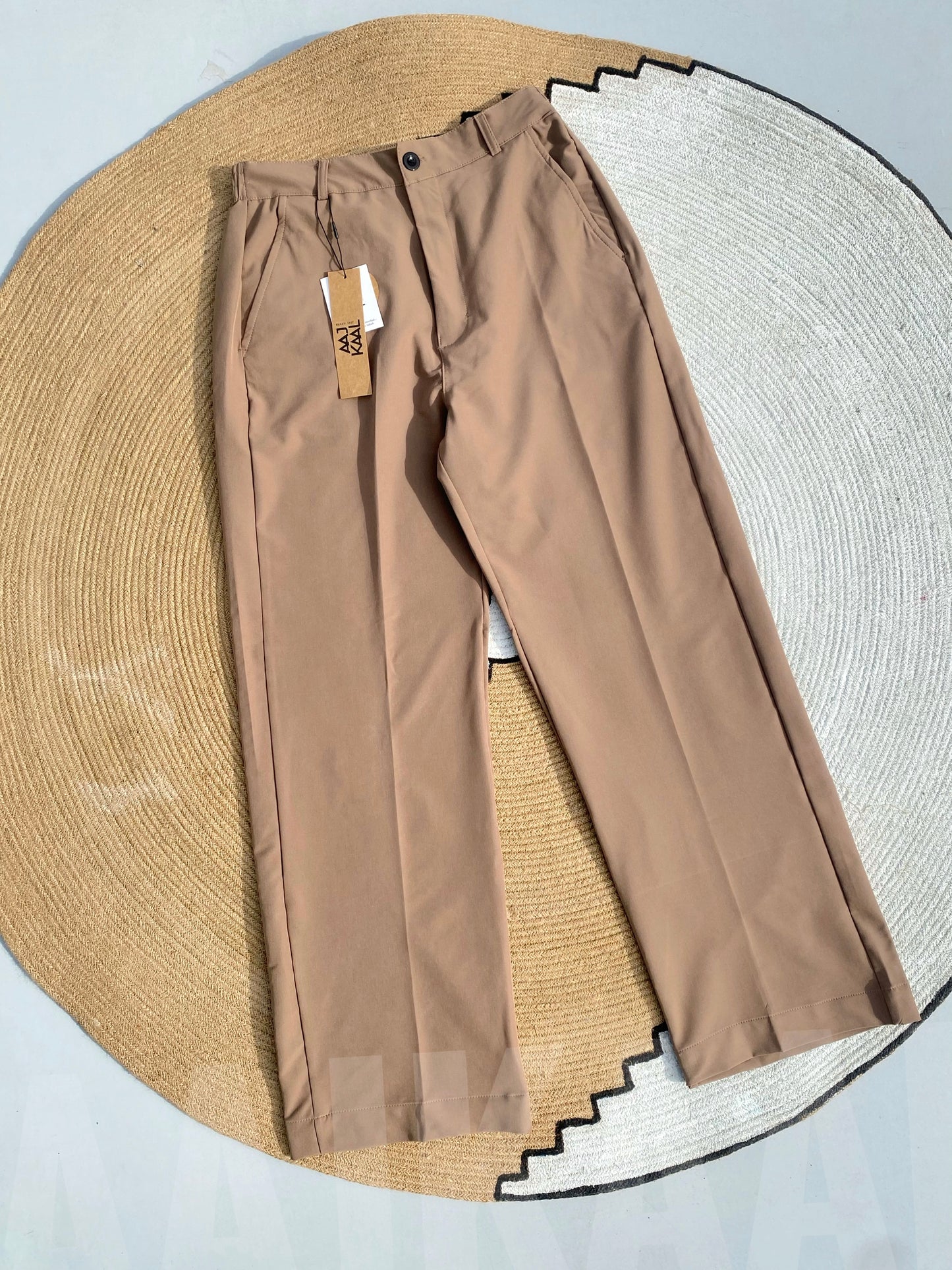 Beige Baggy Formal Pant