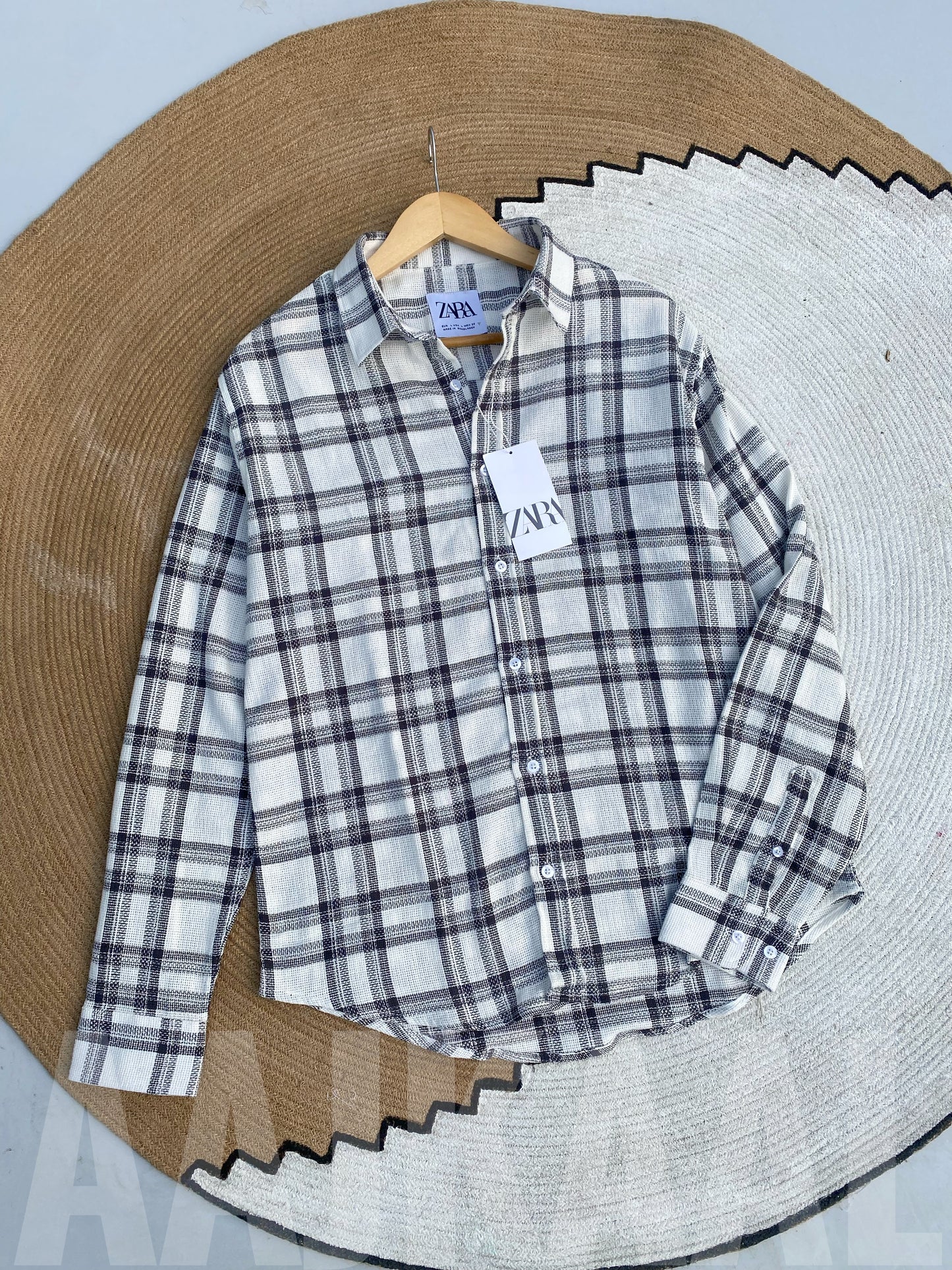 Textured White Check Full Sleeve Shirt