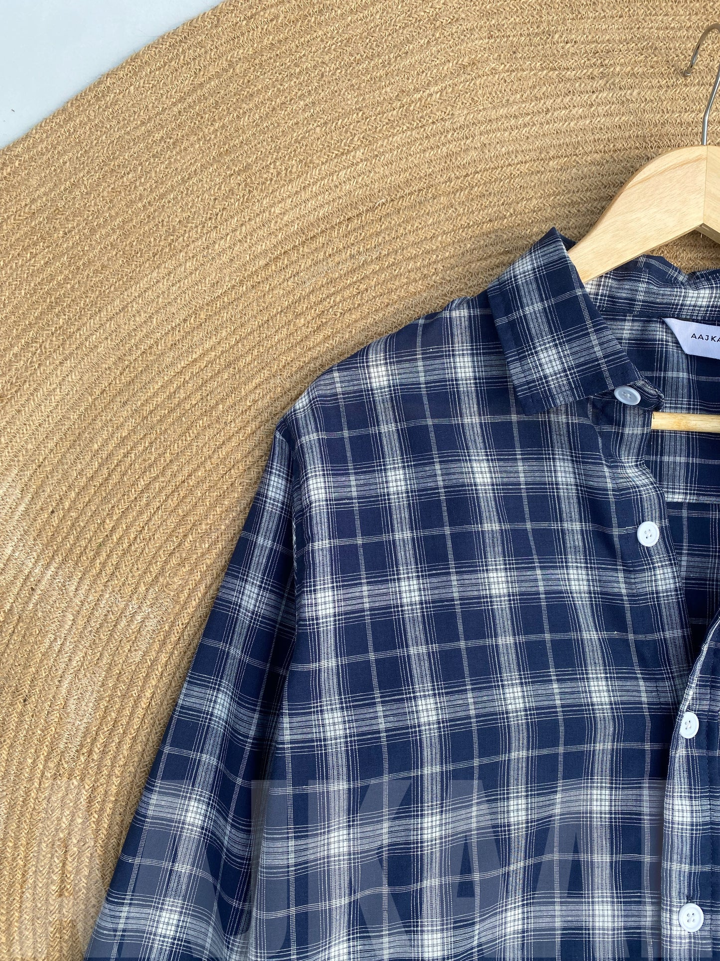 Fancy Navy Blue Check Shirt