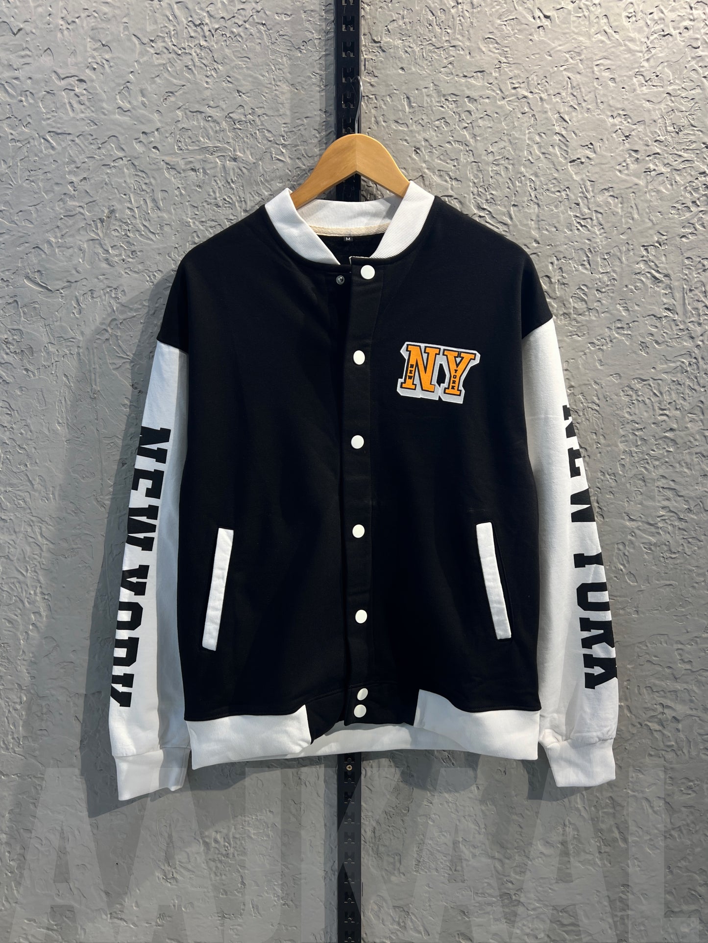 Black Dropshoulder Varsity Jacket