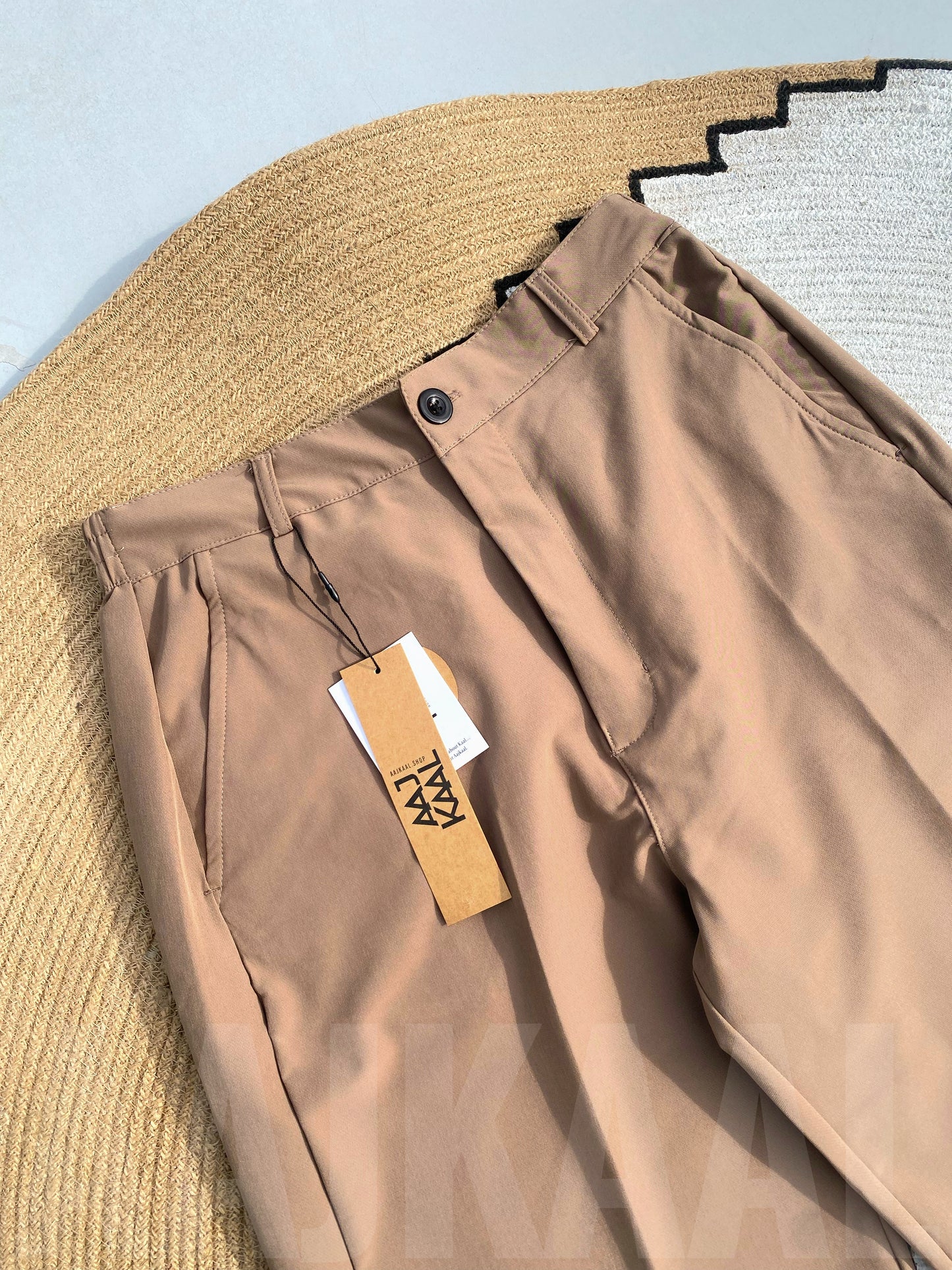 Beige Baggy Formal Pant