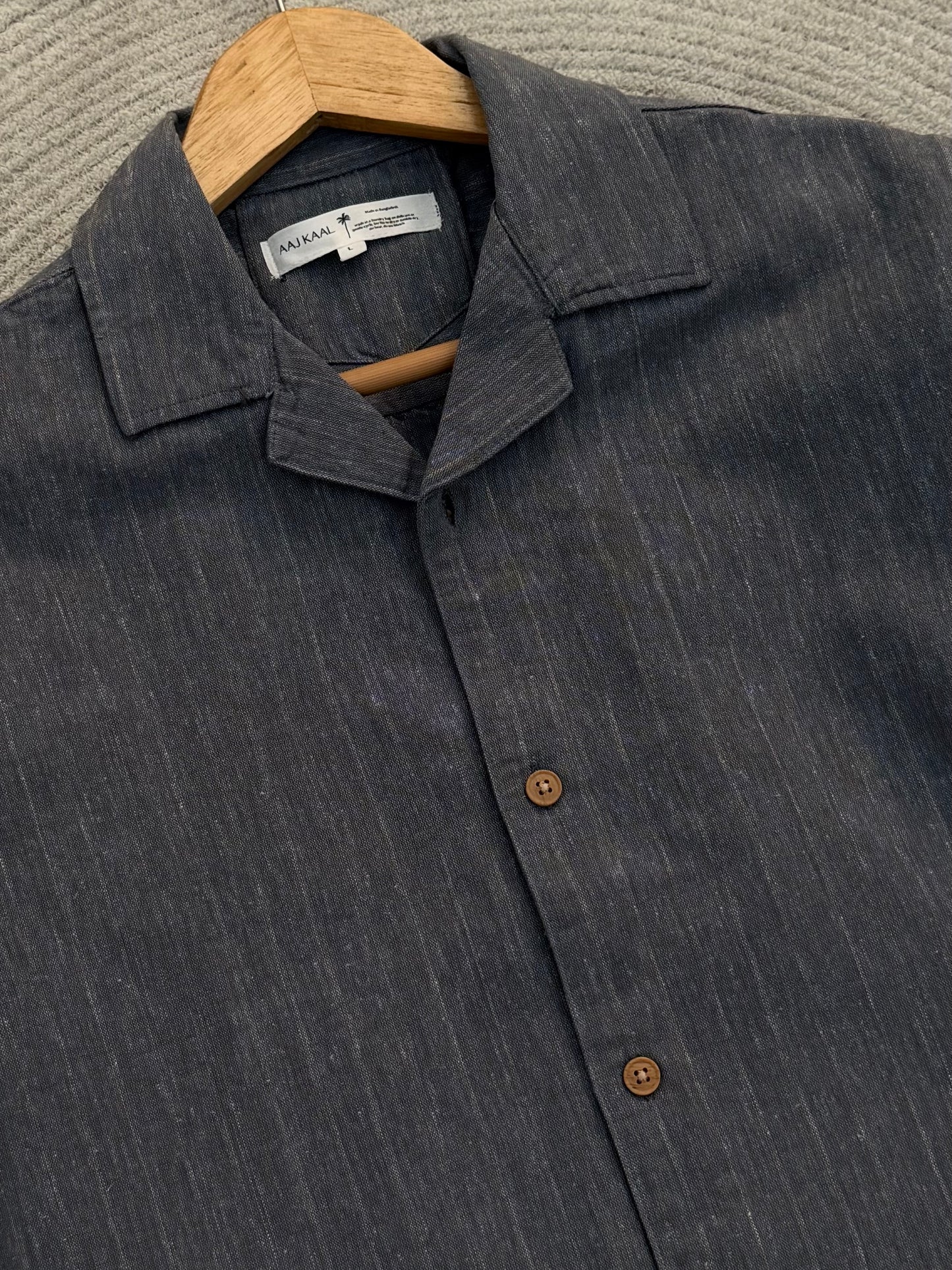Grey Stripe Old Money Cuban Shirt