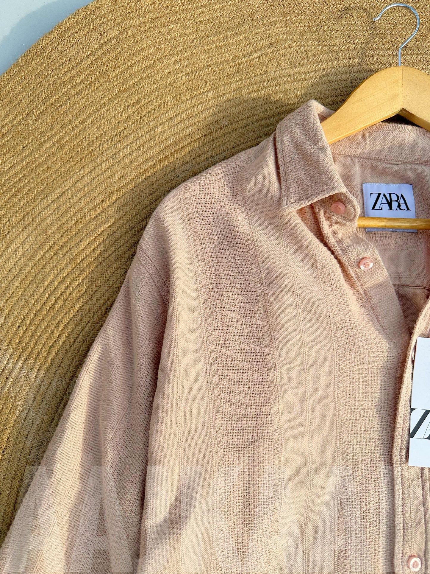 Textured Peach Full Sleeve Shirt