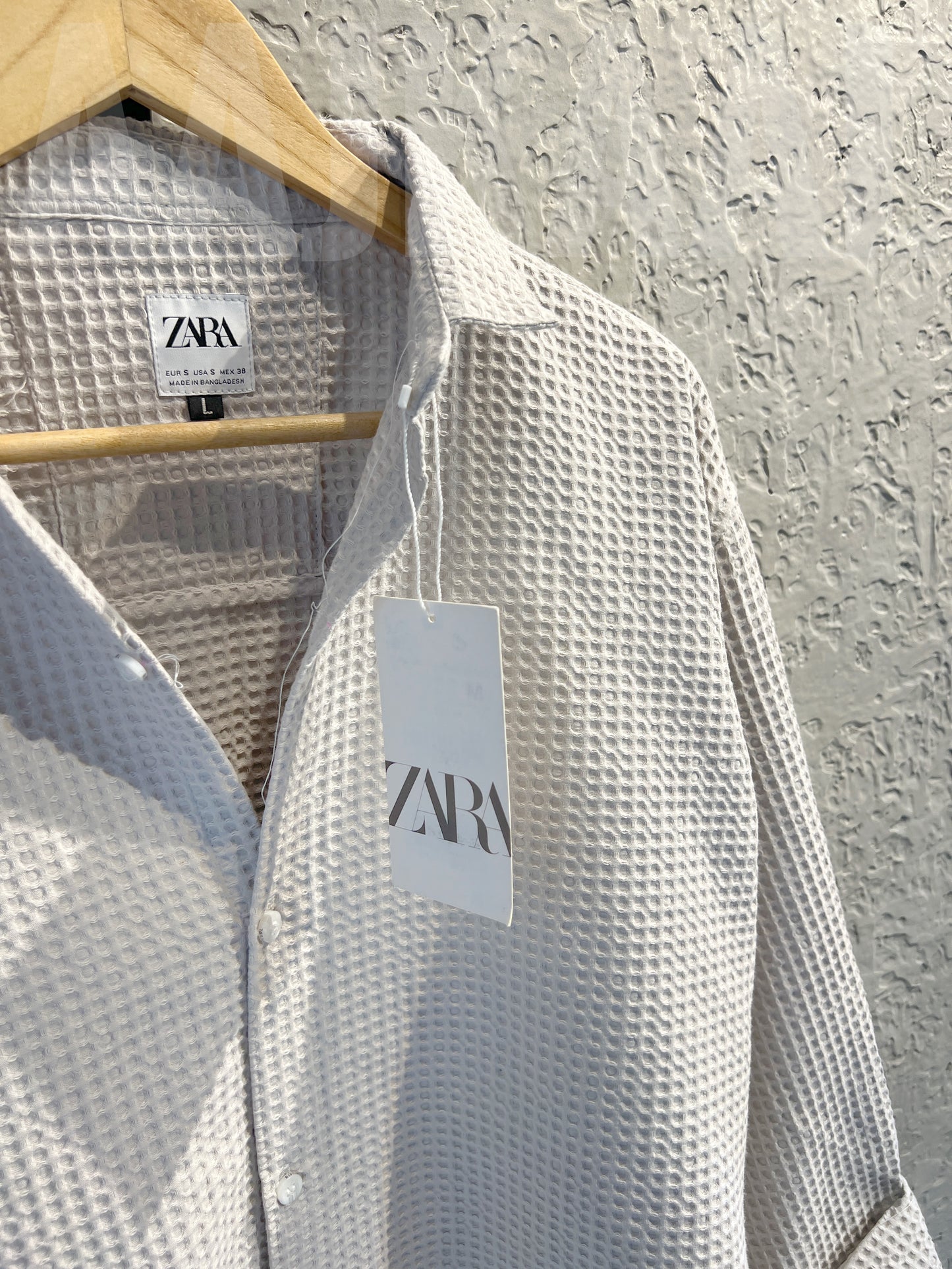 Waffle Texture Off Grey Full Sleeve Shirt