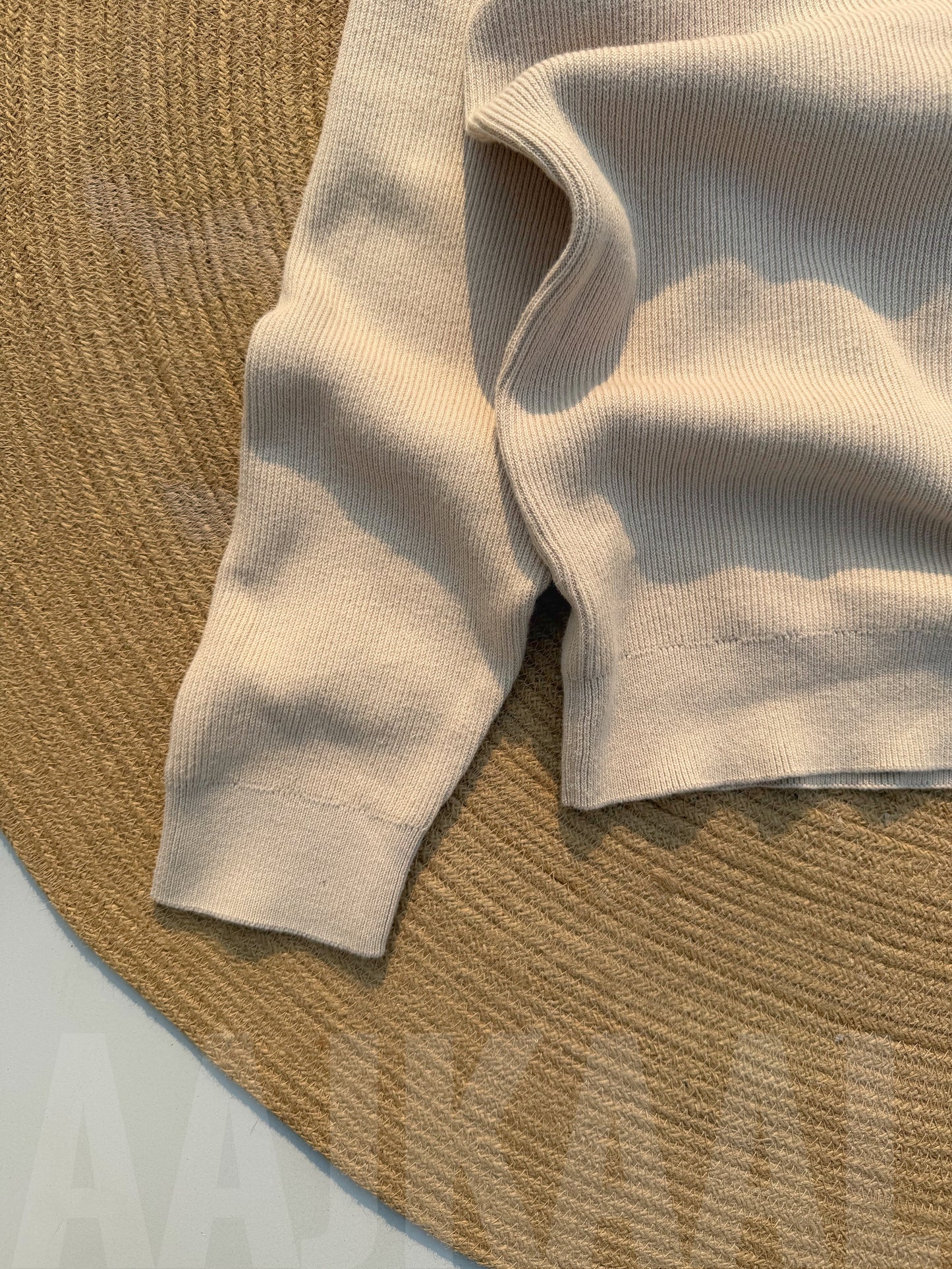 Beige High Neck Oversized Knitted Sweater