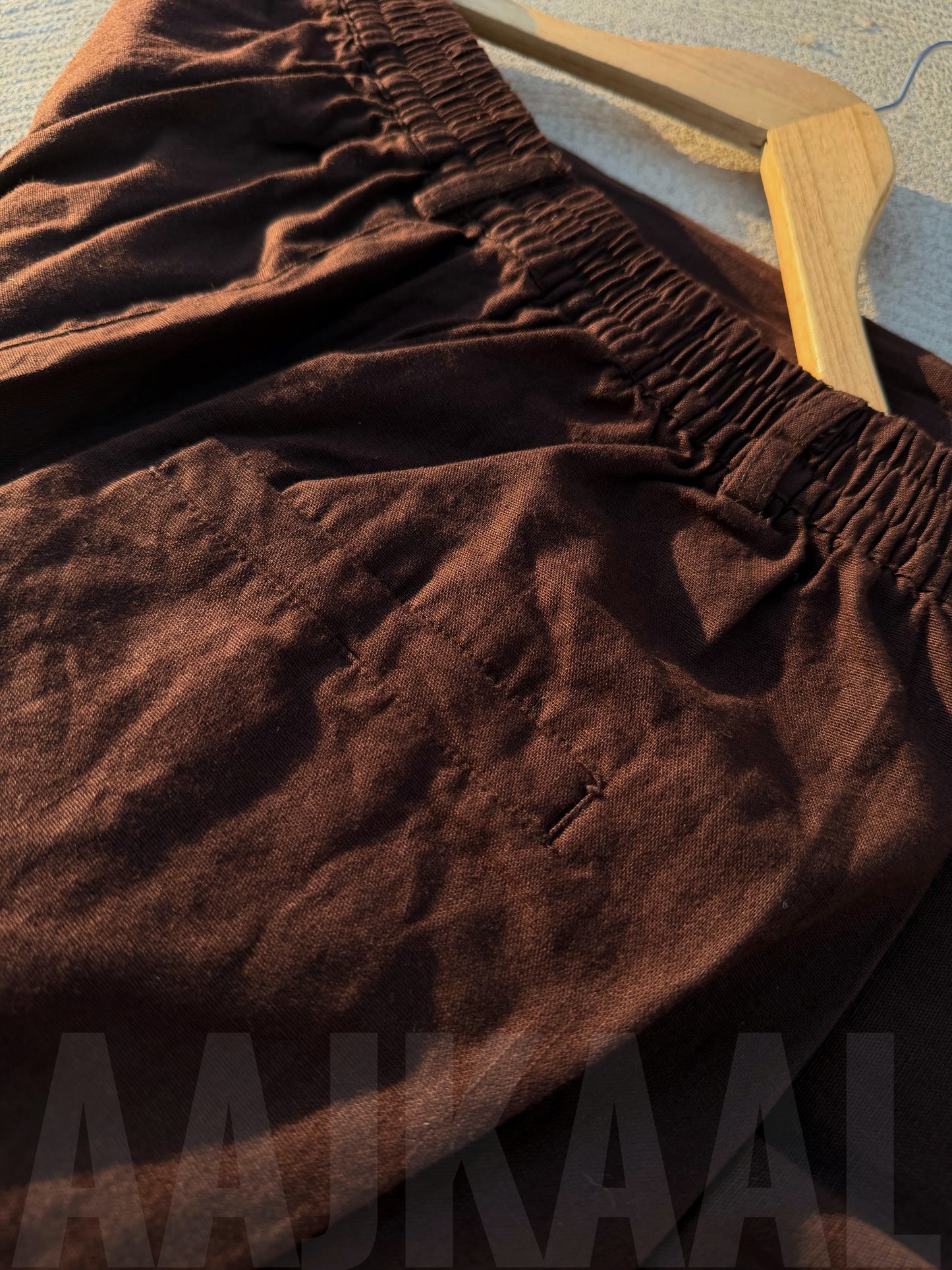 Coffee Linen Baggy Pant