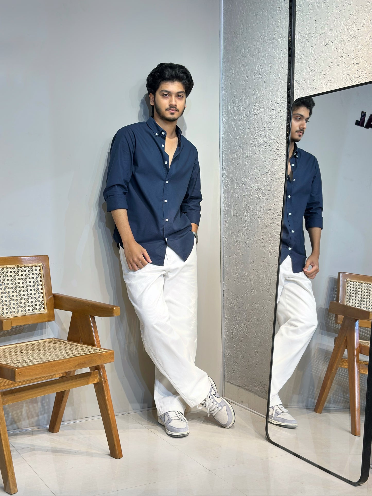 AajKaal Marine Tone Fit - Navy Blue x White