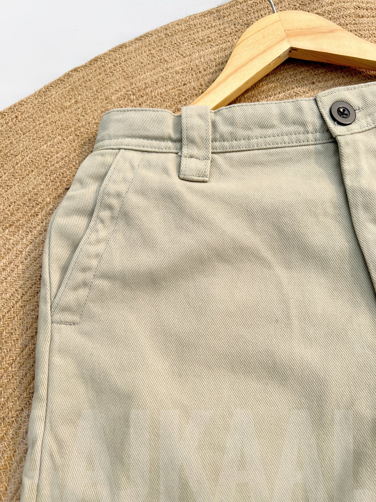 Olive Structured Baggy Gabardine Pant