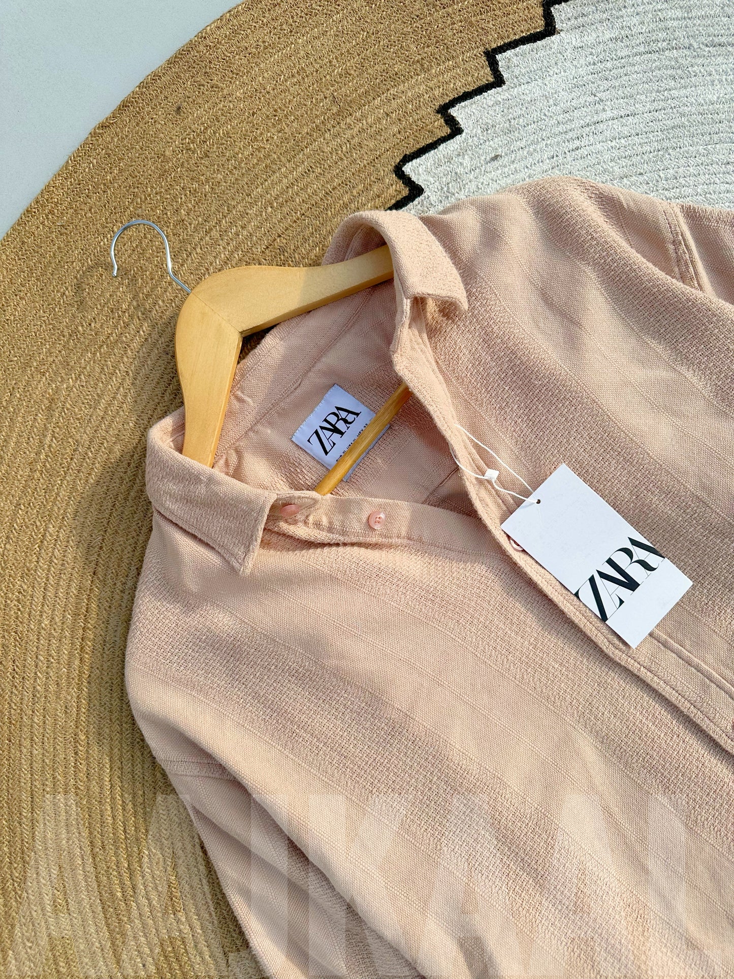 Textured Peach Full Sleeve Shirt