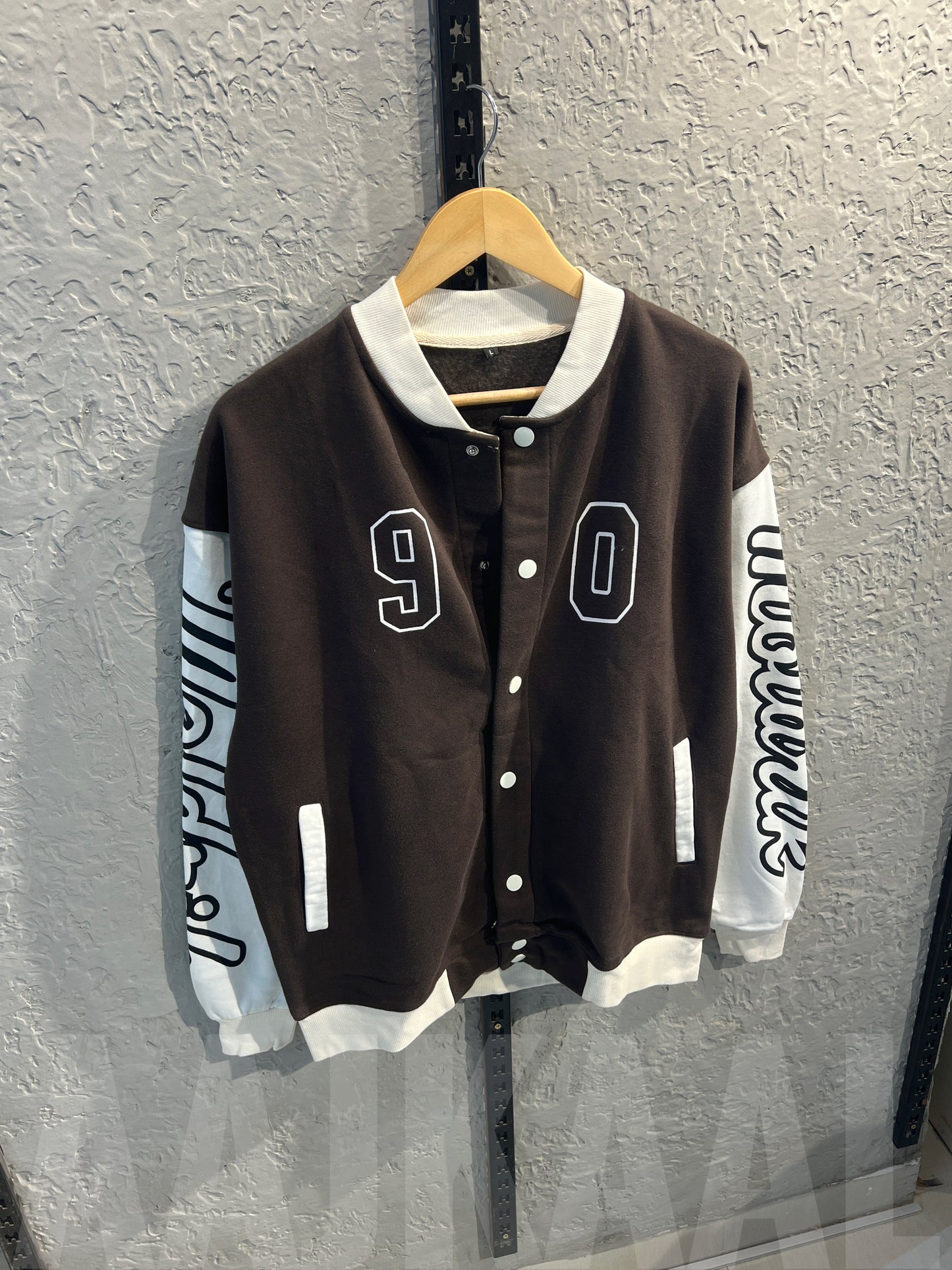Coffee Dropshoulder Varsity Jacket