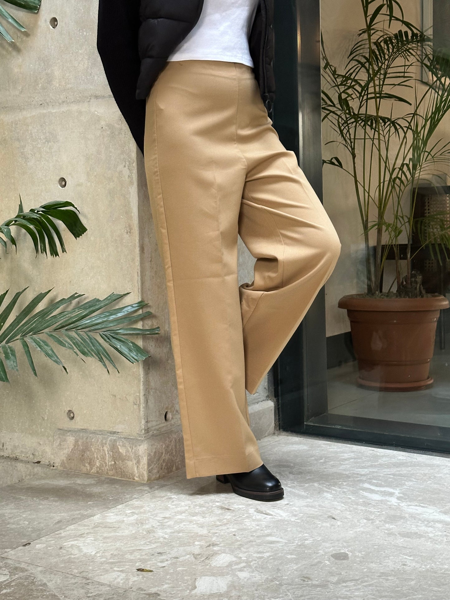 Beige Essential Loose Fitted Pant