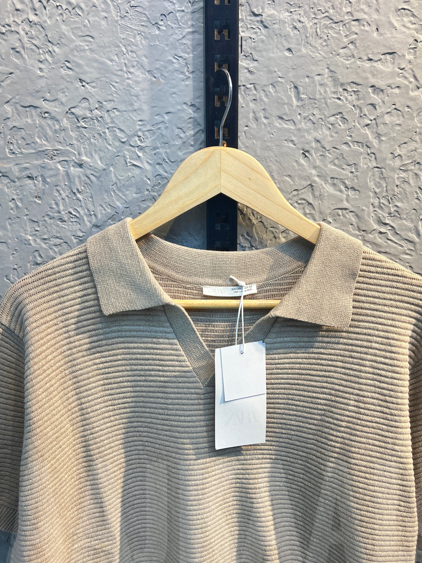 Aajkaal Beige Knitted Polo Shirt