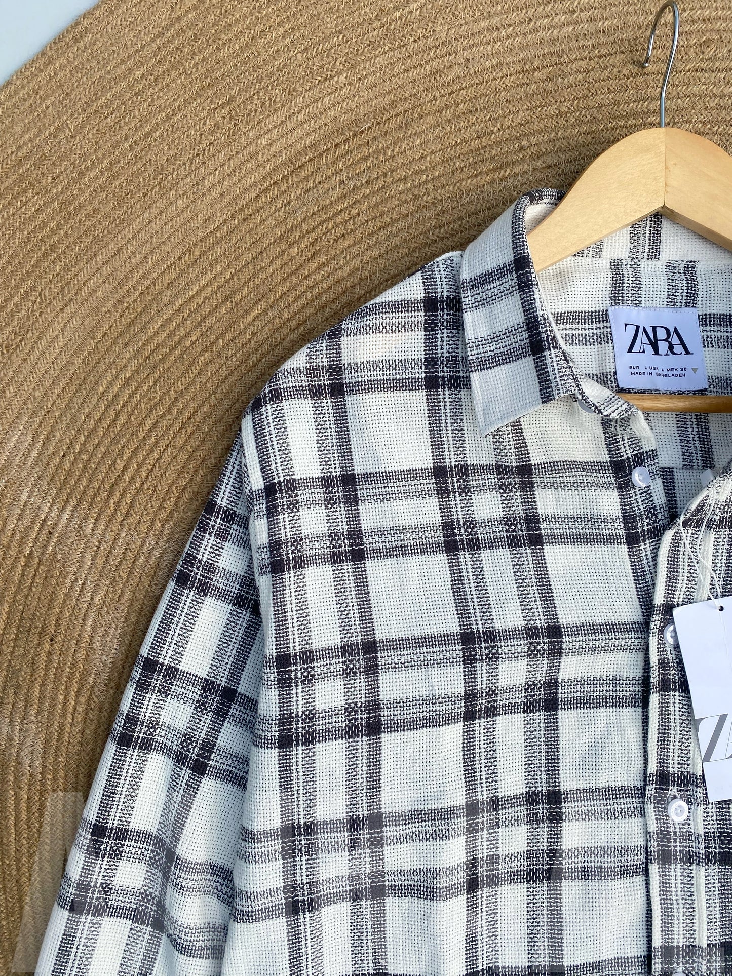 Textured White Check Full Sleeve Shirt