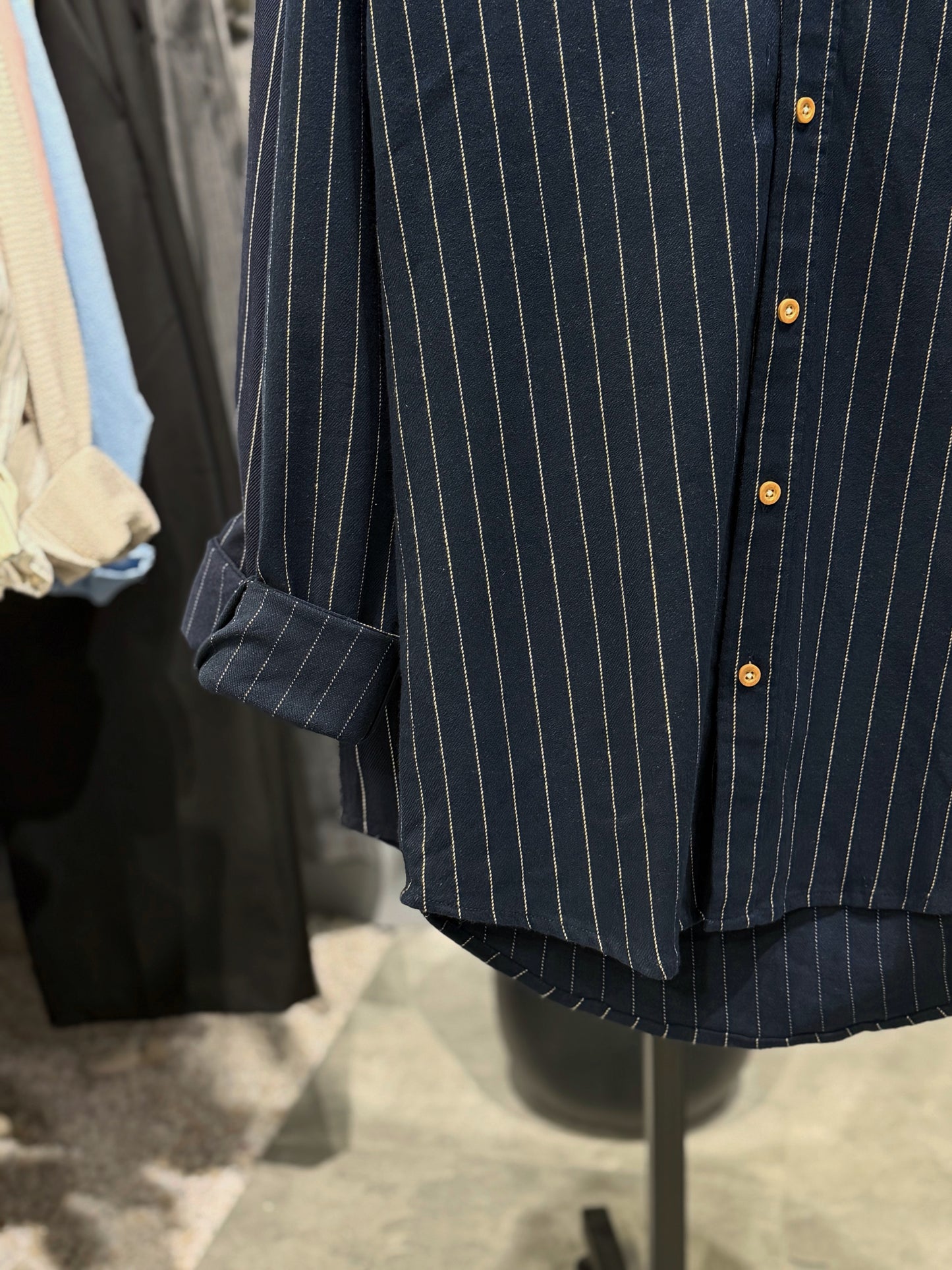 Navy Blue Old Money Full Sleeve Shirt