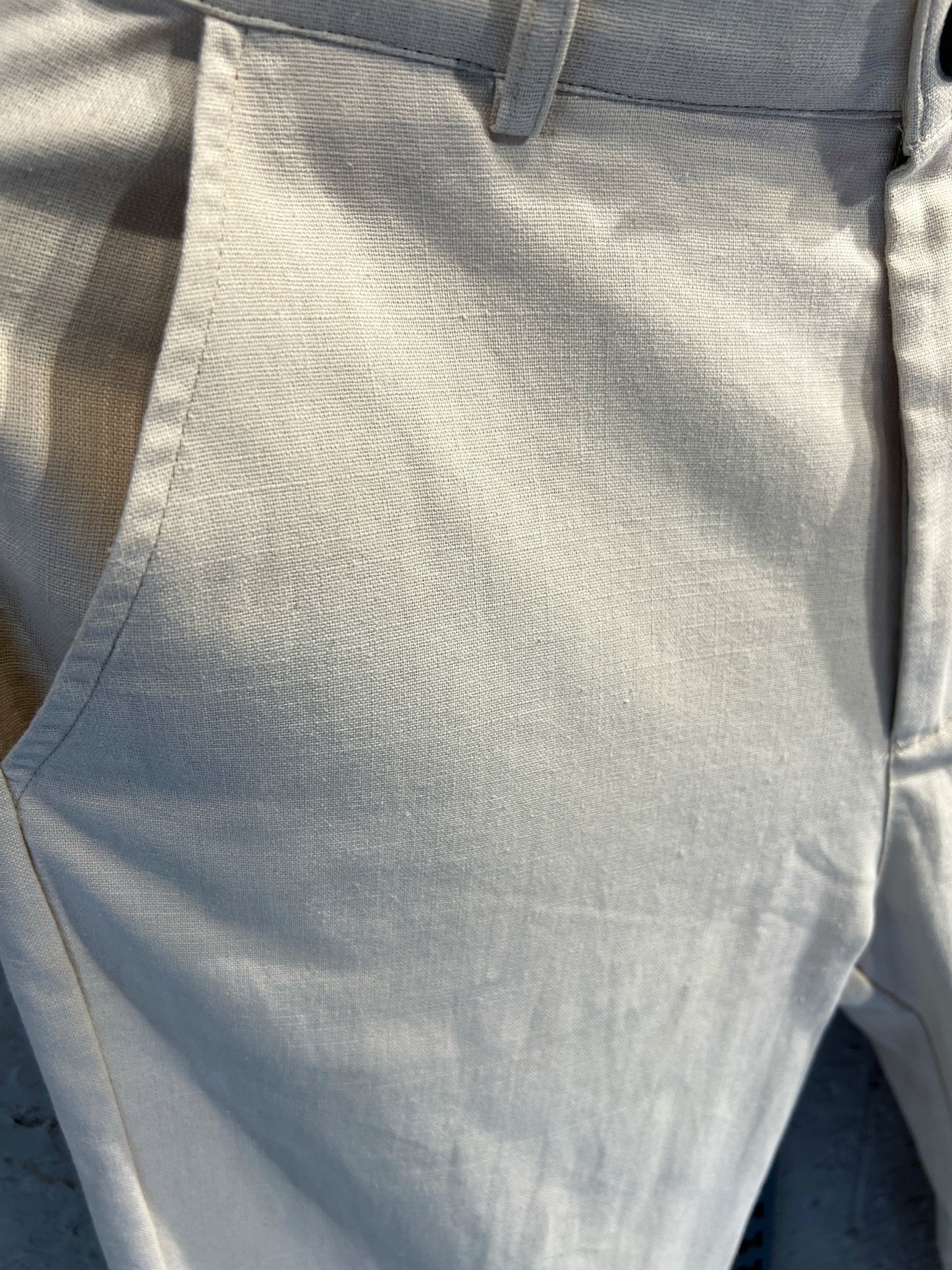 Off-white Linen Baggy Pant