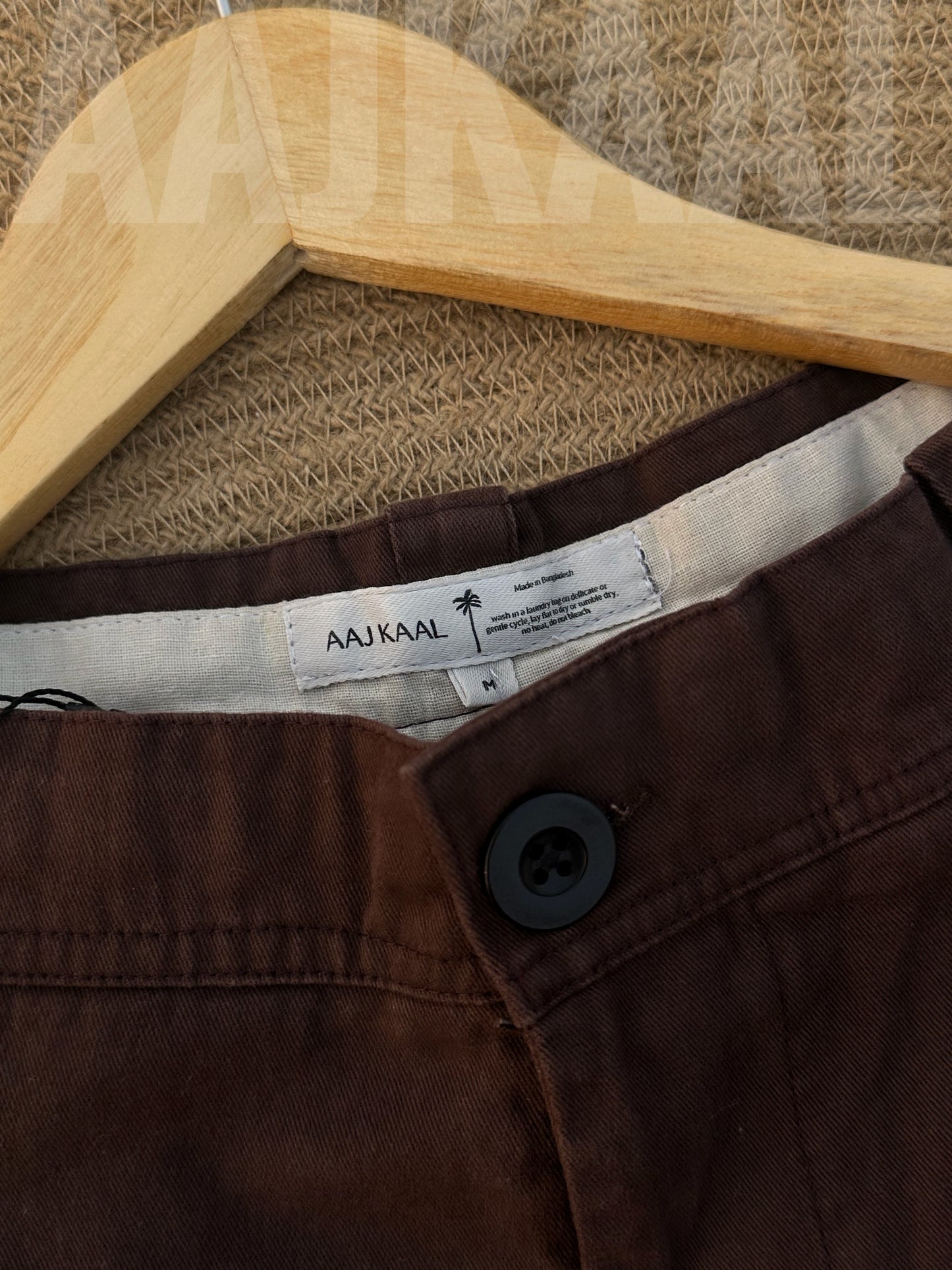 Coffee Structured Baggy Gabardine Pant