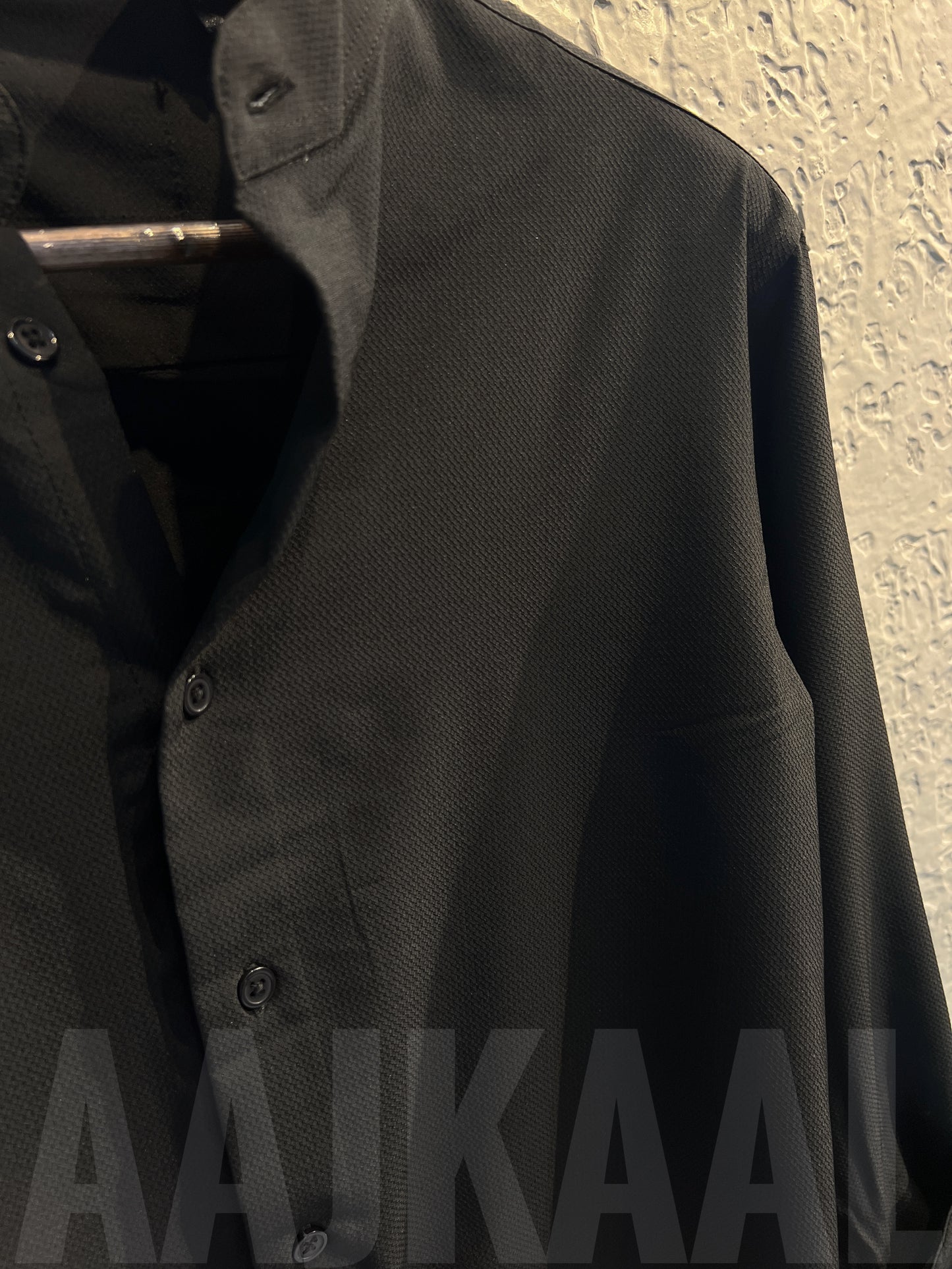 Black Band Collar Full Sleeve Shirt
