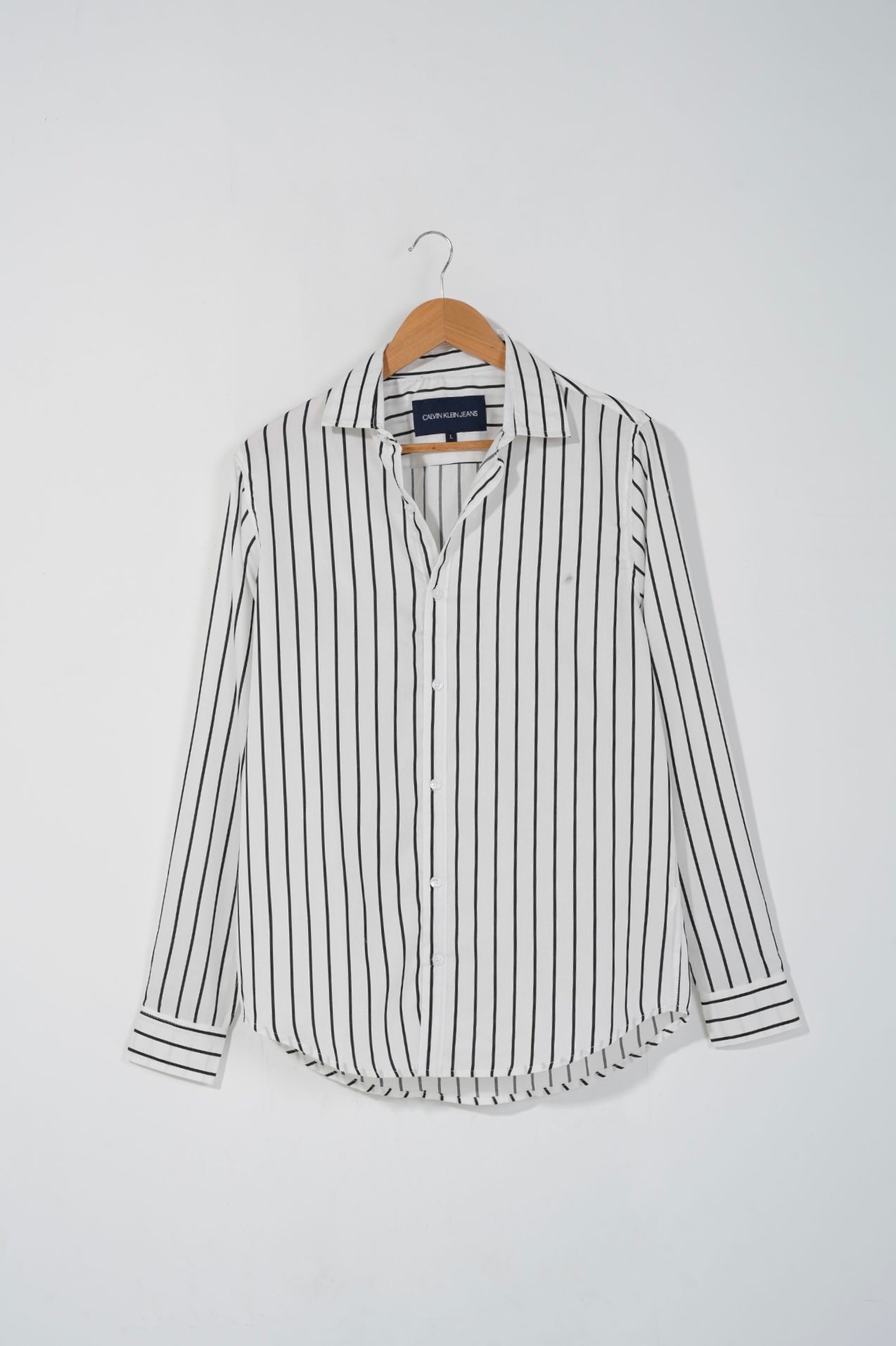White with Black Stripe Full Sleeve Shirt