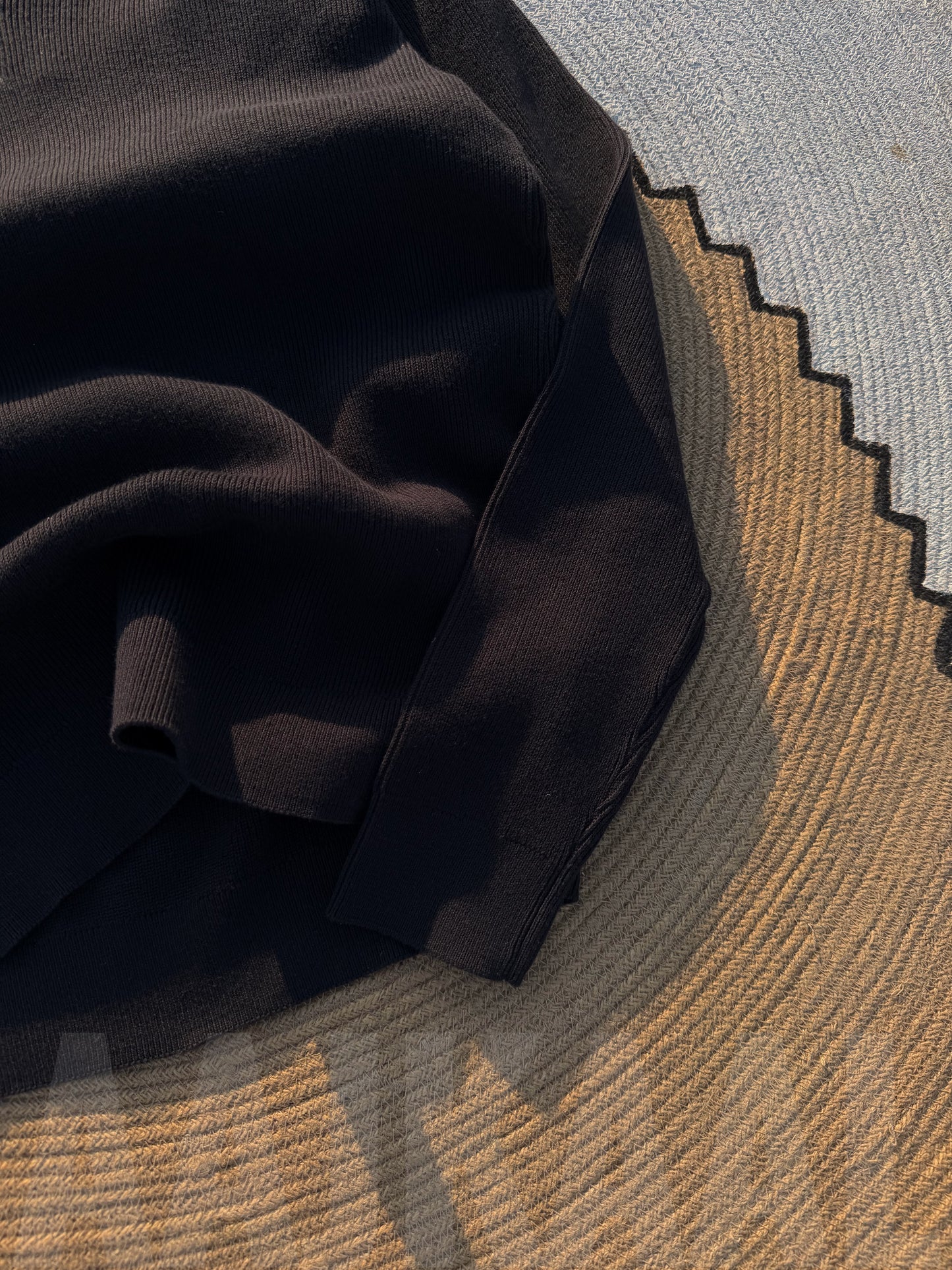 Navy Blue High Neck Half Zip Oversized Knitted Sweater