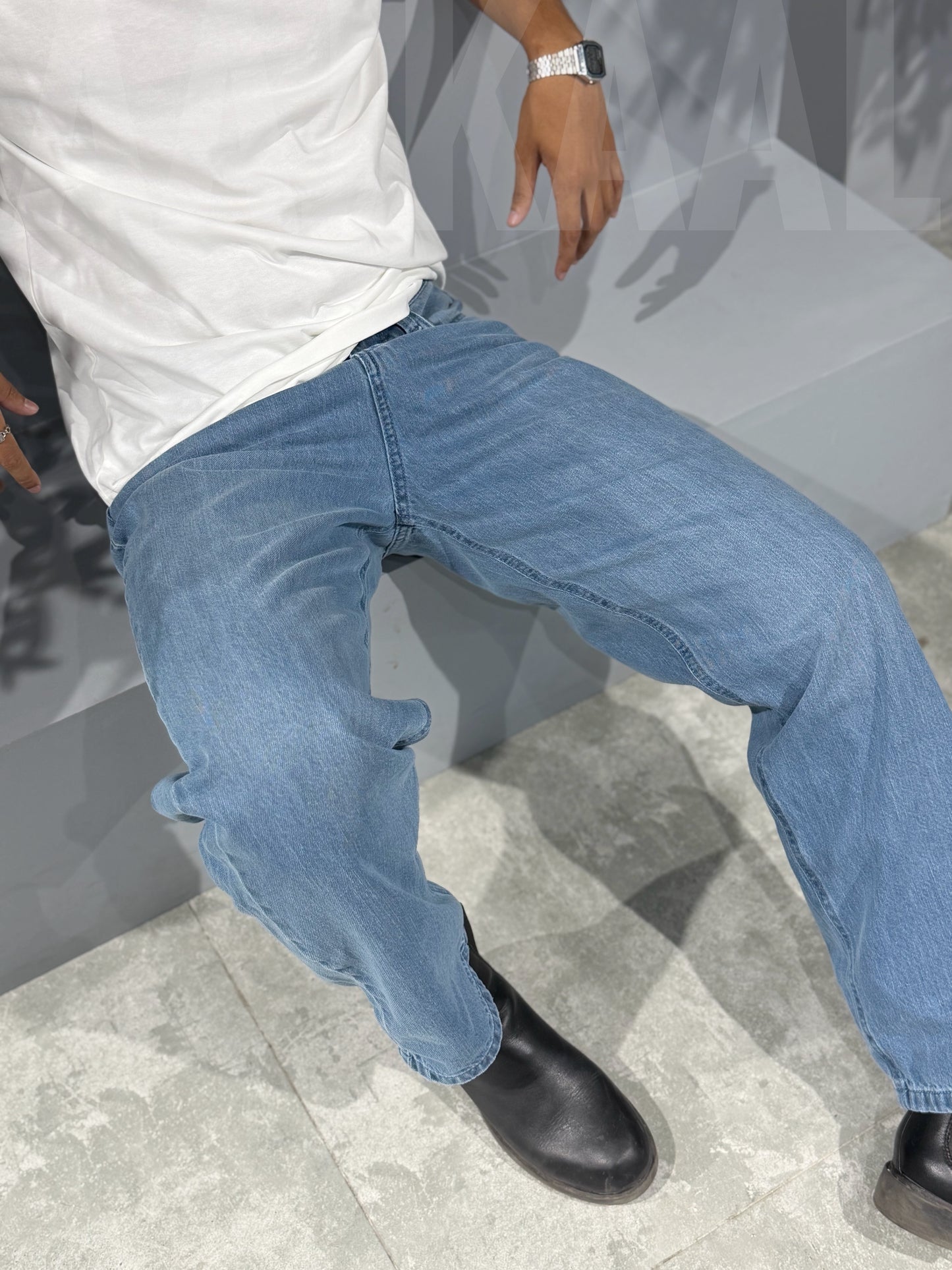 Aajkaal Cloud Blue Baggy Denim