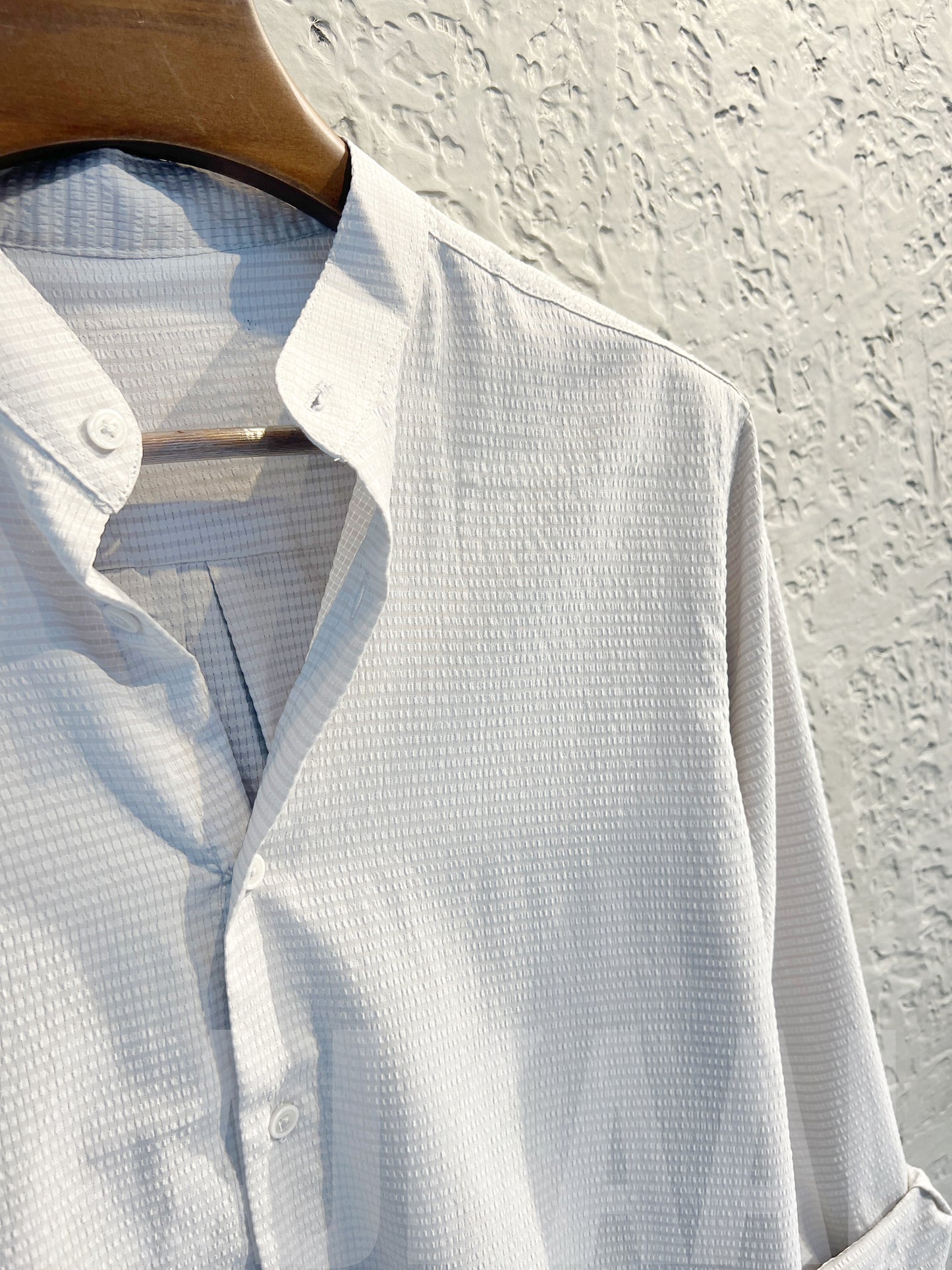 Offwhite Band Collar Full Sleeve Shirt