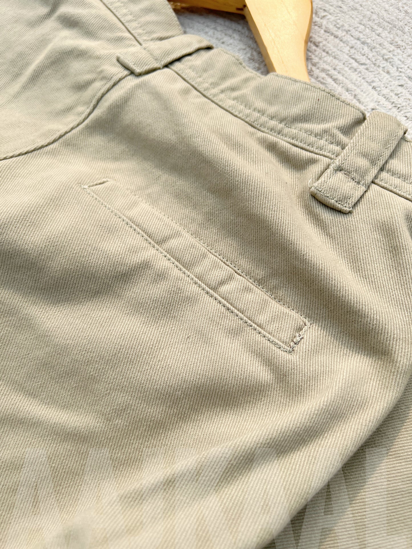 Olive Structured Baggy Gabardine Pant