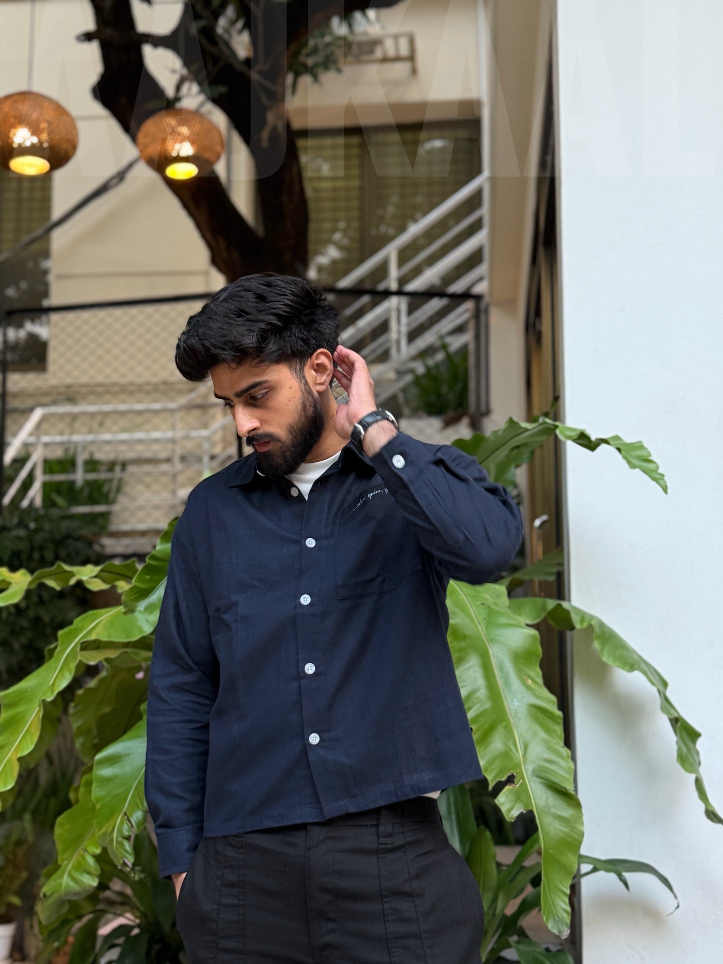 Aajkaal Midnight Blue Embroidery Boxy Shirt