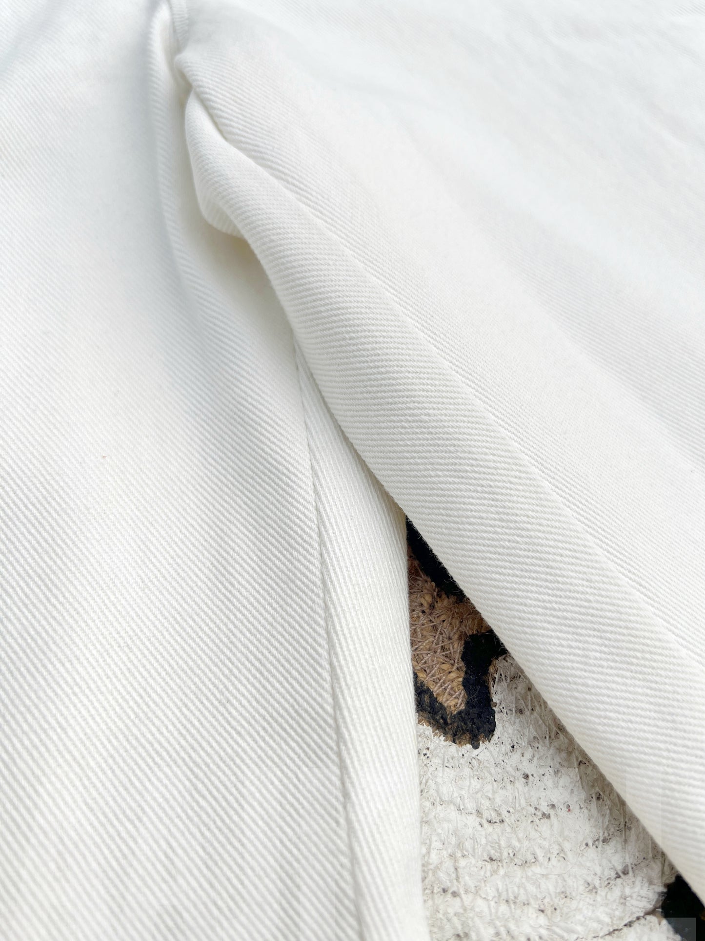 White Structured Baggy Gabardine Pant