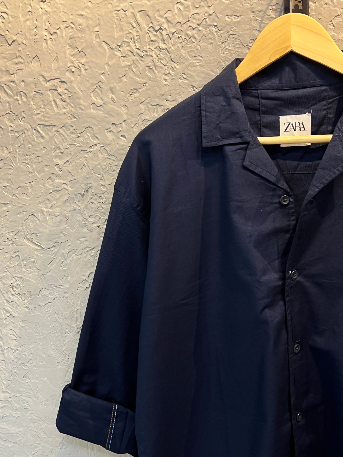 Navy Blue Linen Oversized Shirt