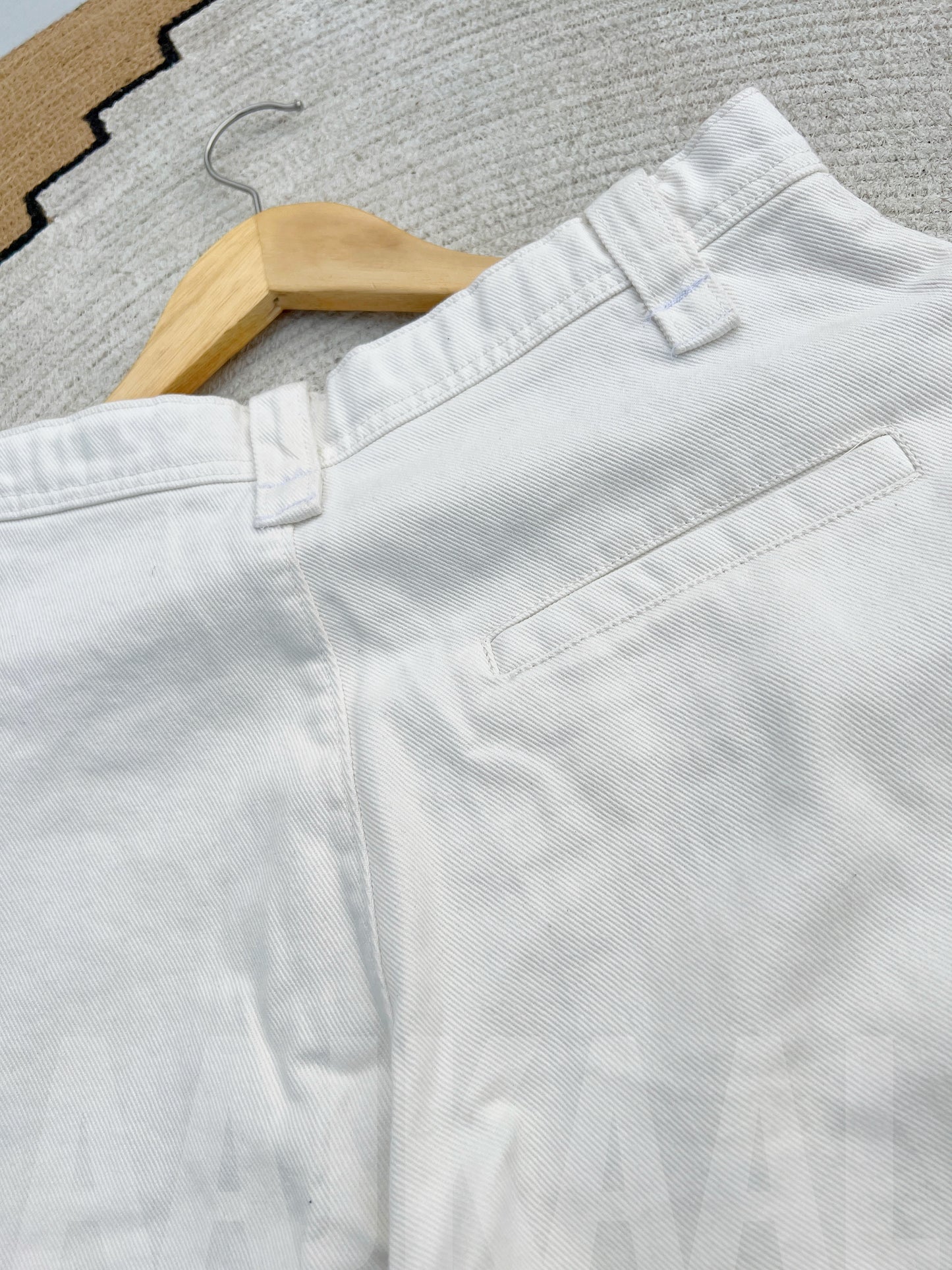 White Structured Baggy Gabardine Pant