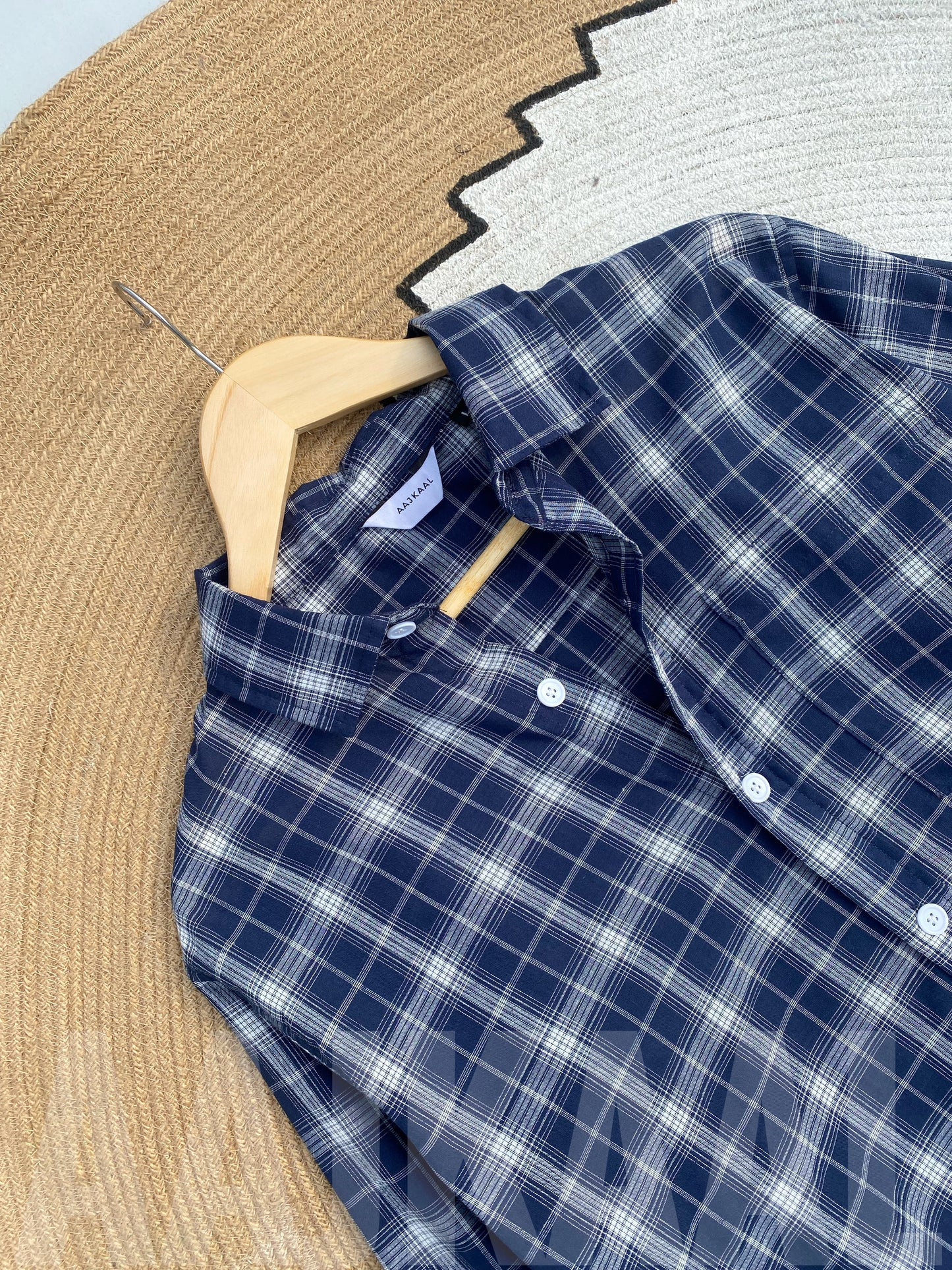 Fancy Navy Blue Check Shirt