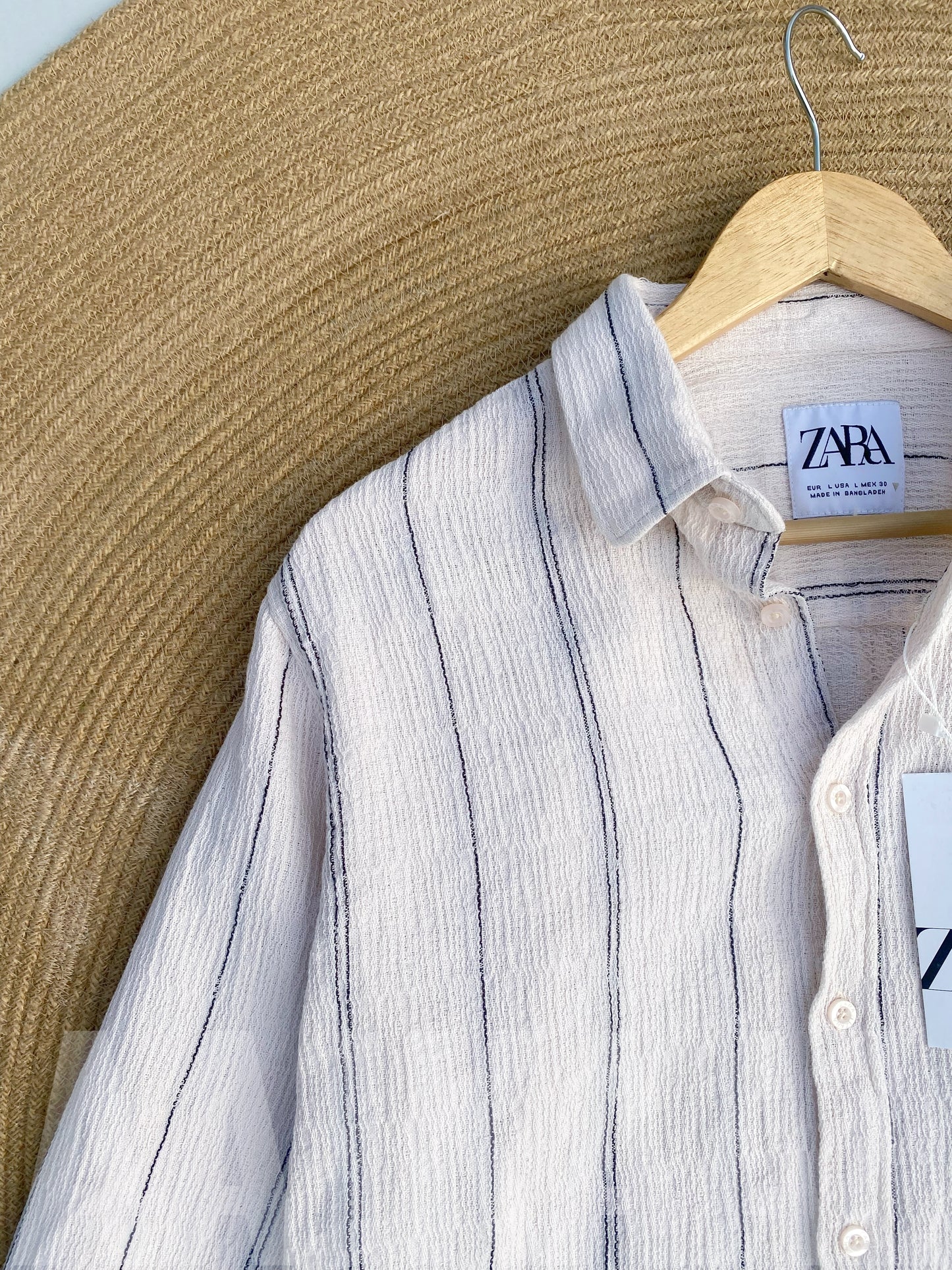 Textured Cream Stripe Full Sleeve Shirt