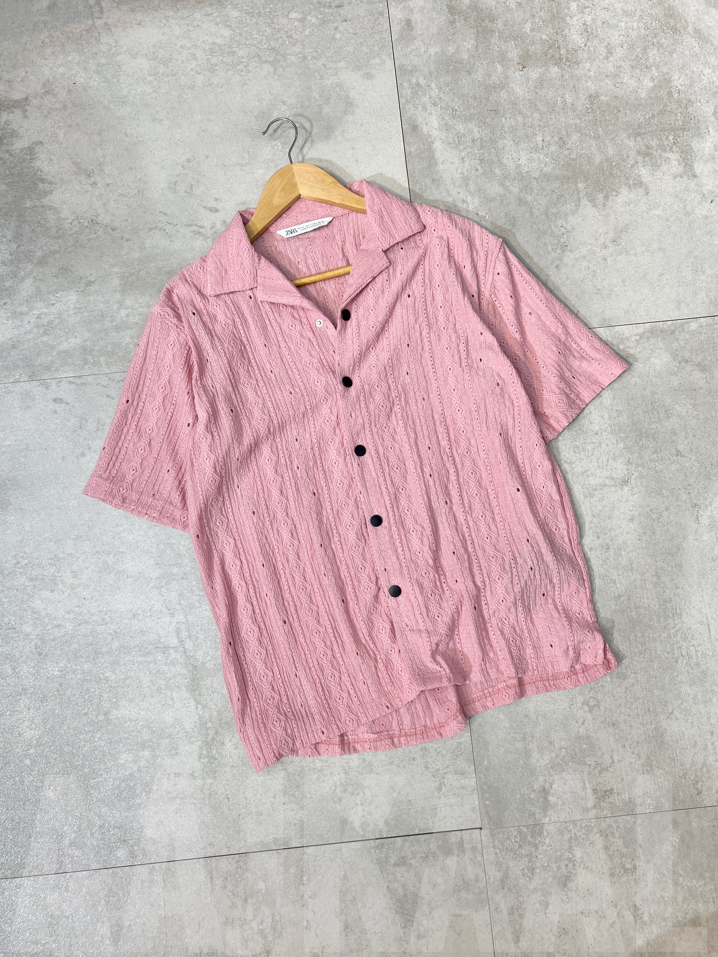 Peach Pink Oversized Cuban Shirt