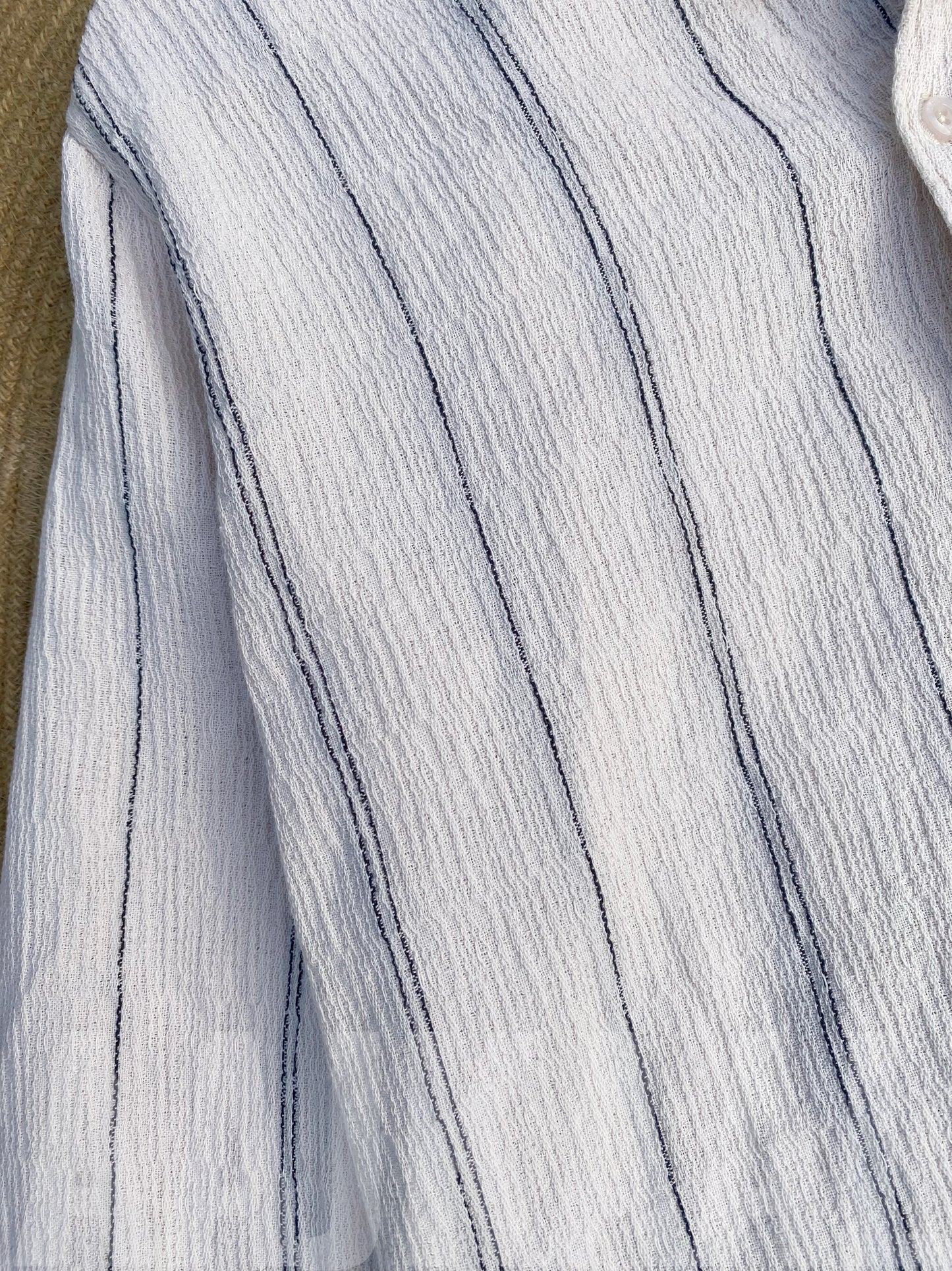 Textured Cream Stripe Full Sleeve Shirt