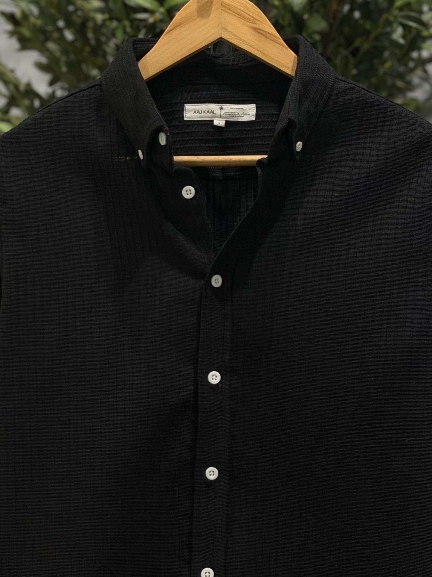 Textured Urban Black Full Sleeve Shirt