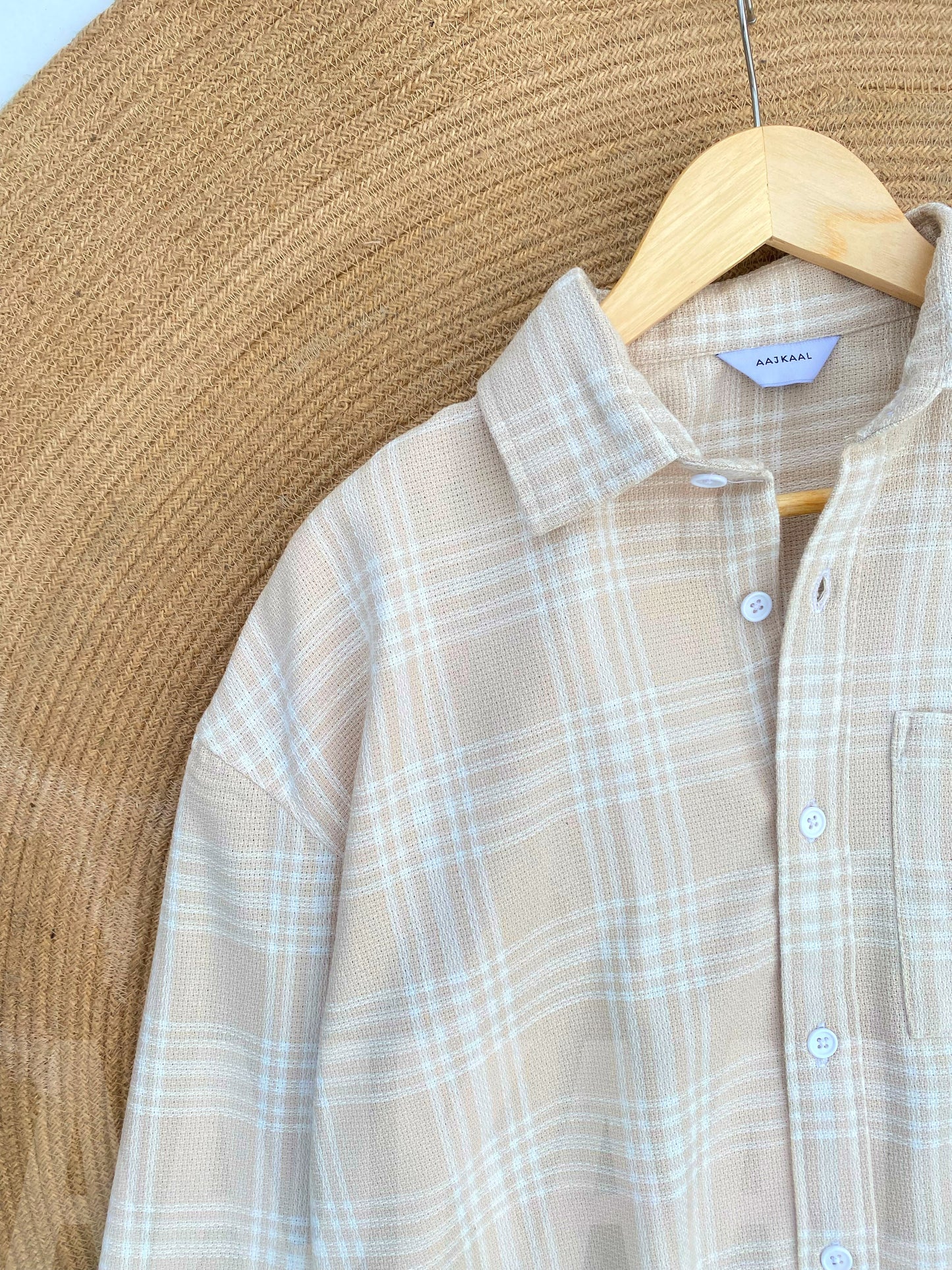 Dropshoulder Beige Full Sleeve Shirt