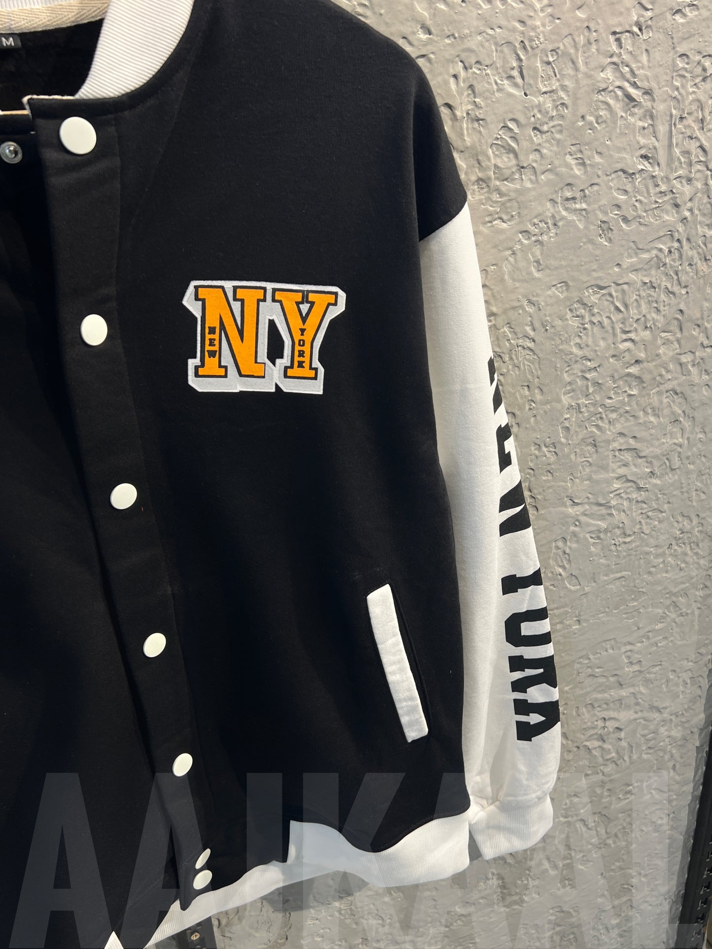 Black Dropshoulder Varsity Jacket