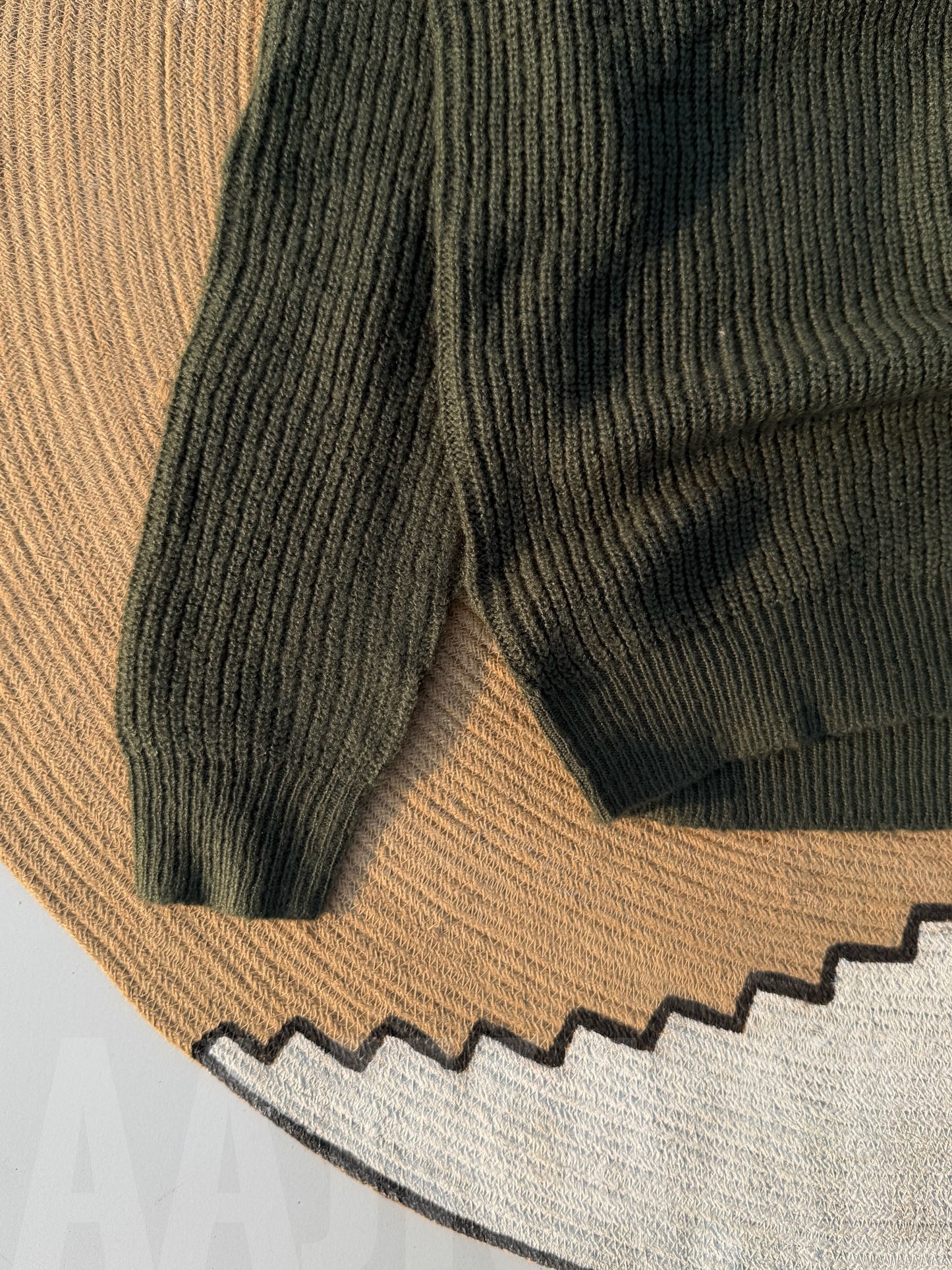 Olive Baggy Knitted Polo