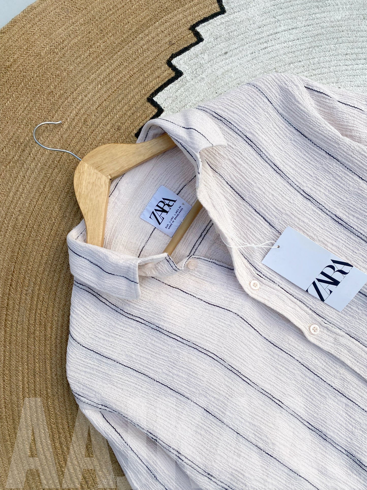 Textured Cream Stripe Full Sleeve Shirt