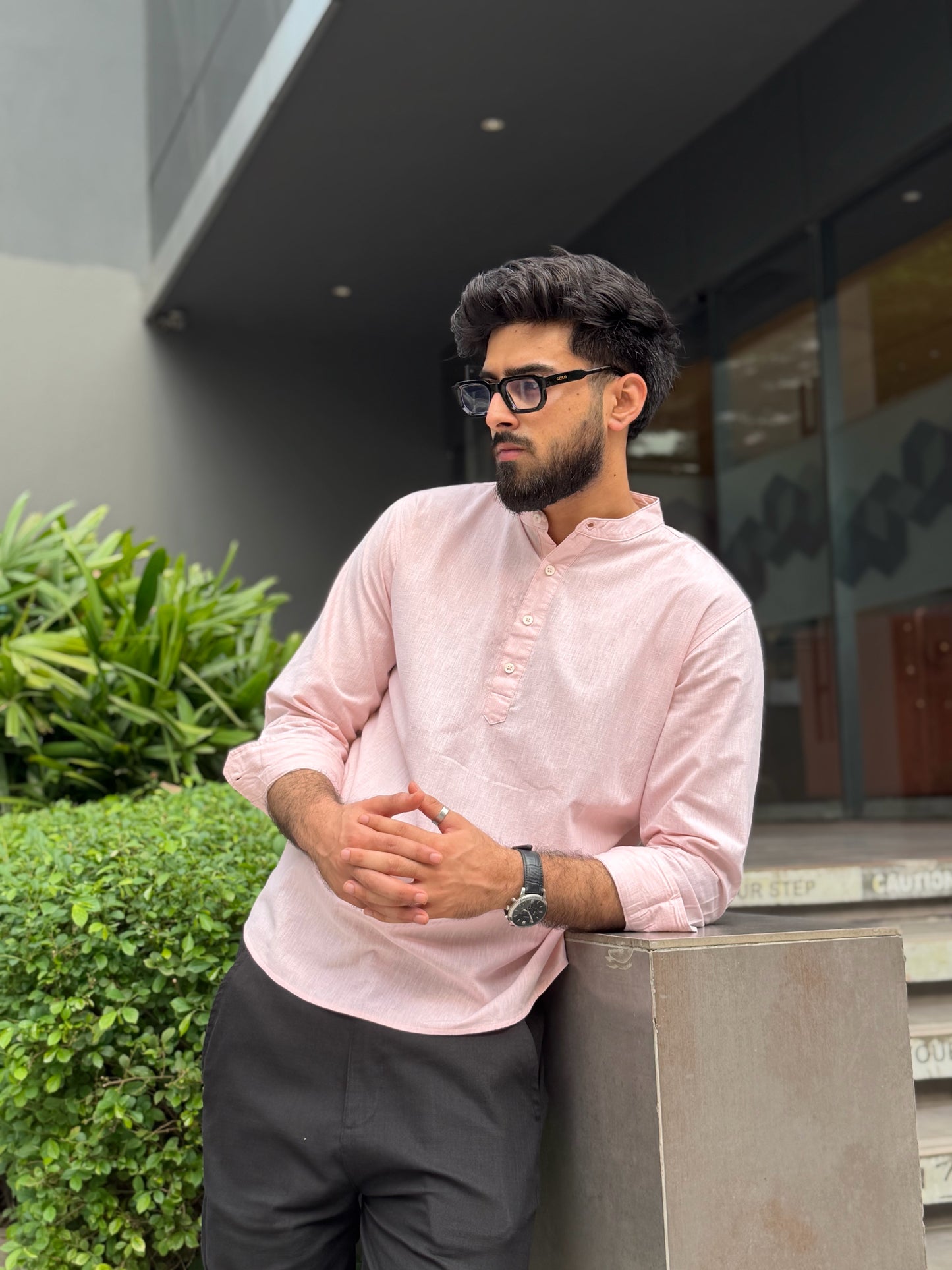 Aajkaal Blush Pink Henley Katua