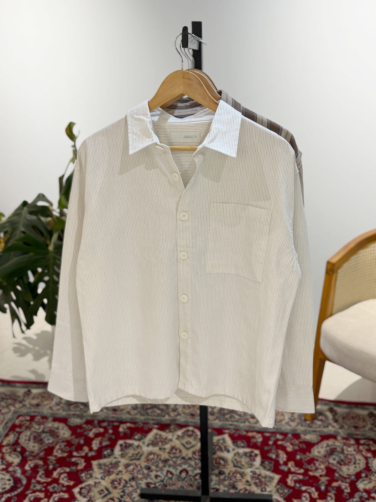 The Drape Shirt - White Stripe