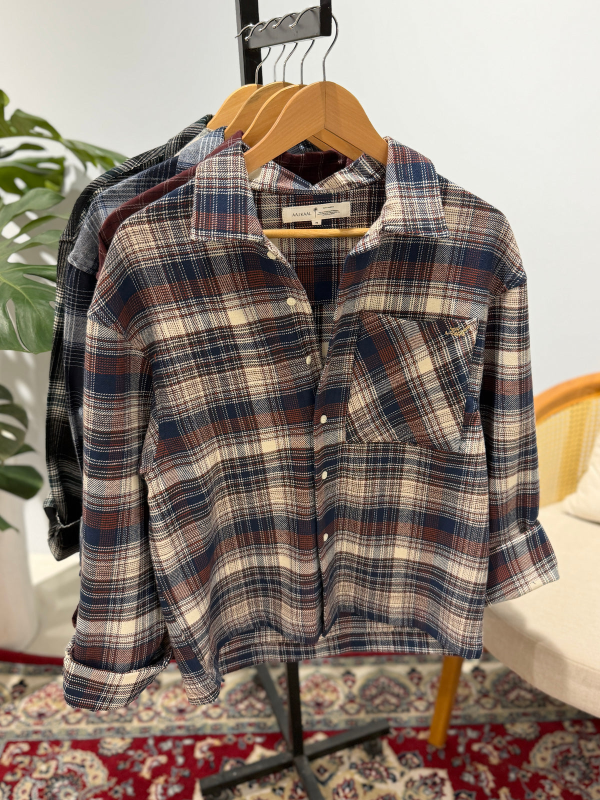 Aajkaal Flannel Shacket - Blueberry Check