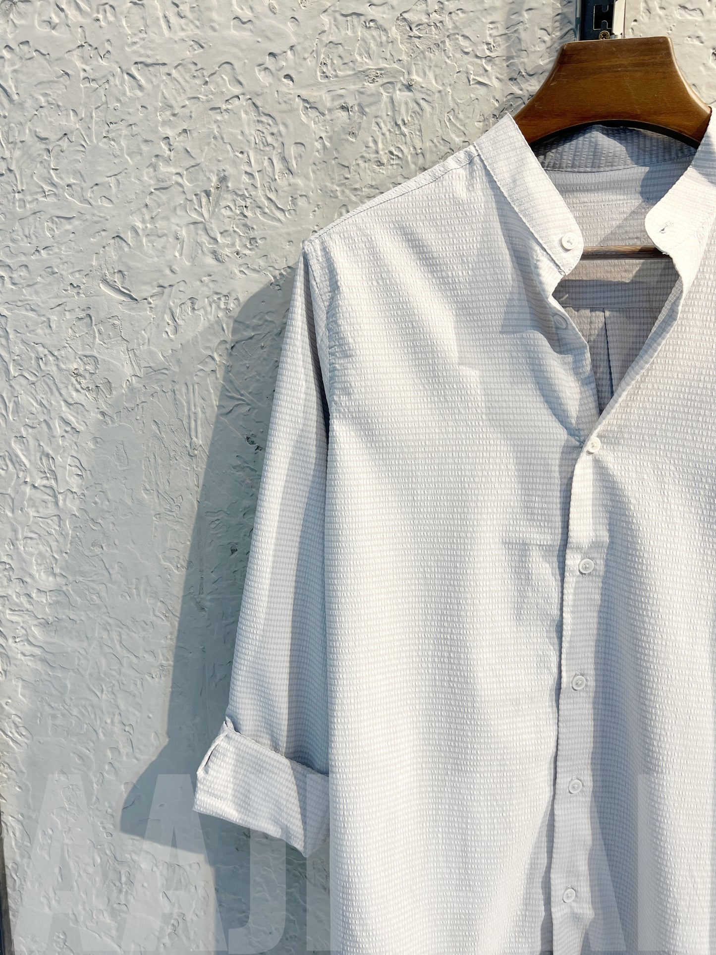 Offwhite Band Collar Full Sleeve Shirt